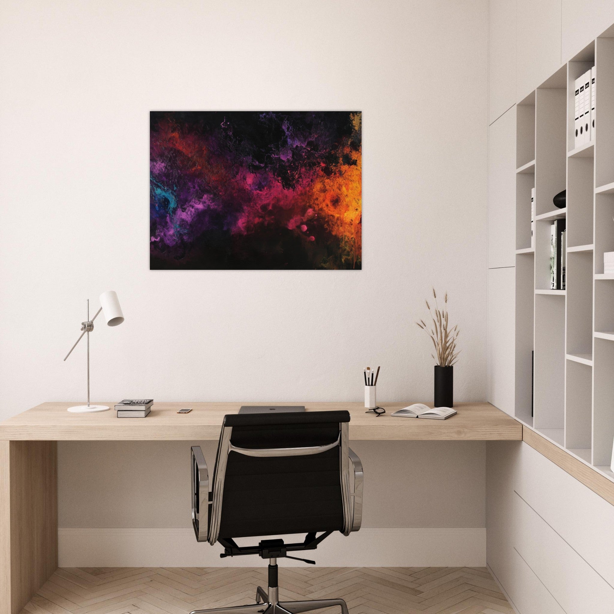 Fine Art Poster Landscape - Chromatic Abyss A dark infinite void punctured 2 - Shop Ai Art WebShop - Digital Art online Store