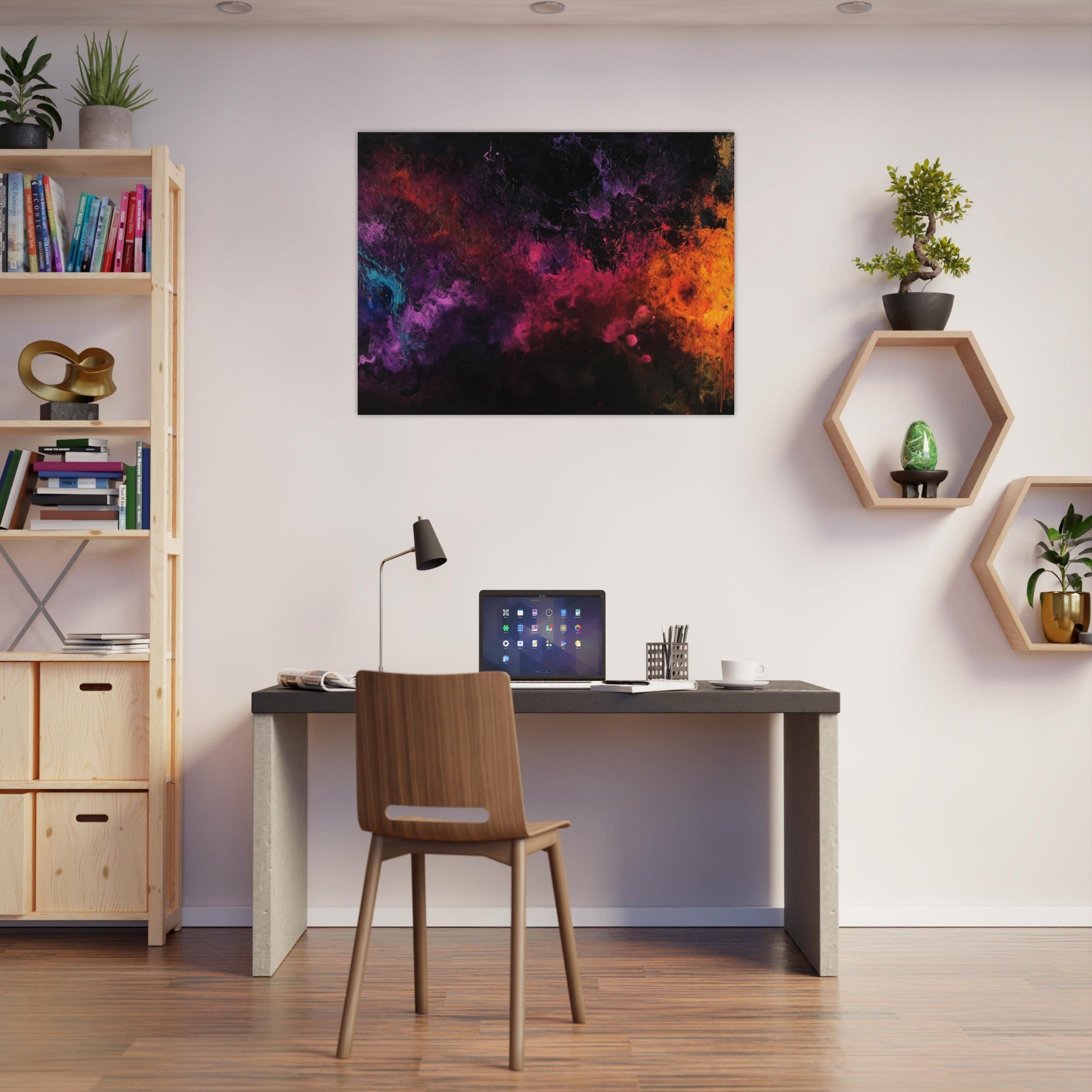 Fine Art Poster Landscape - Chromatic Abyss A dark infinite void punctured 2 - Shop Ai Art WebShop - Digital Art online Store