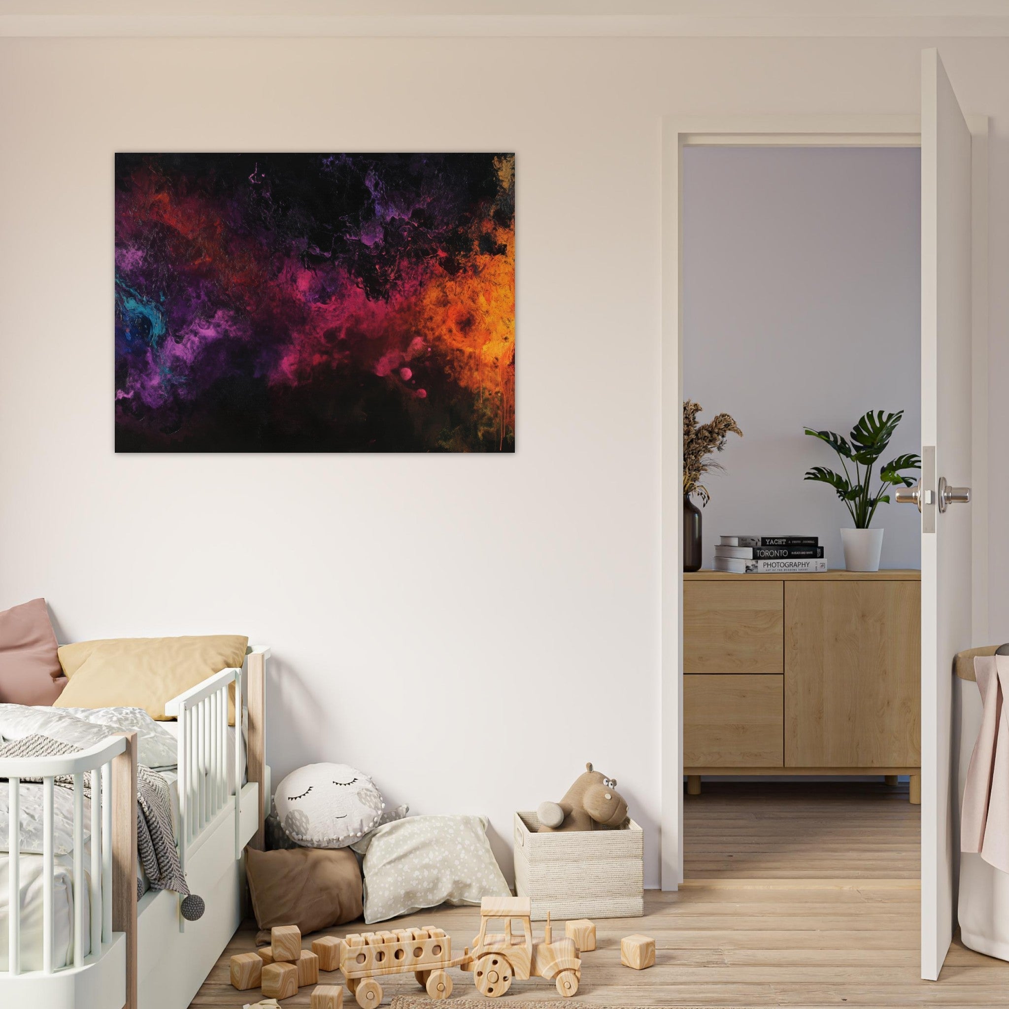 Fine Art Poster Landscape - Chromatic Abyss A dark infinite void punctured 2 - Shop Ai Art WebShop - Digital Art online Store