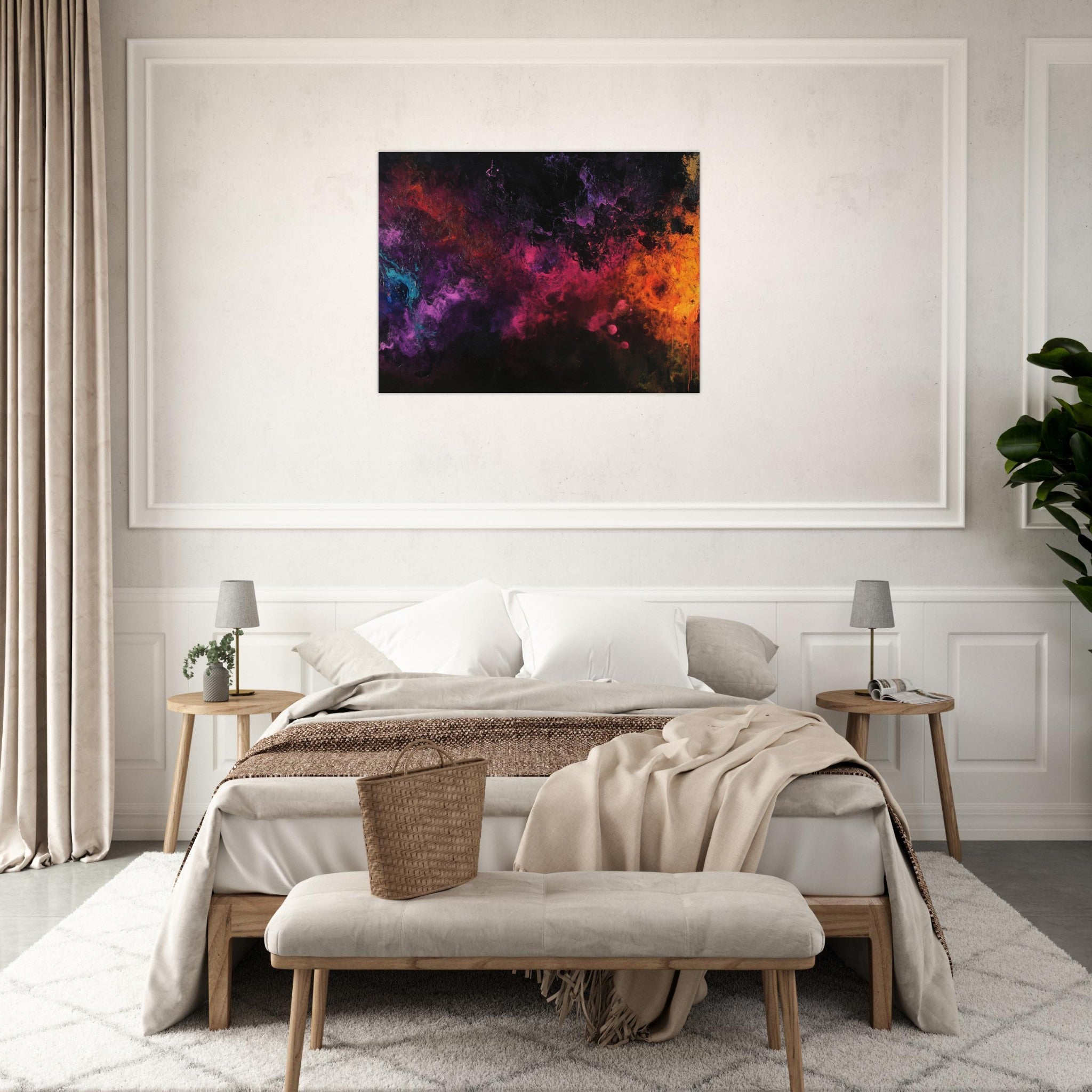 Fine Art Poster Landscape - Chromatic Abyss A dark infinite void punctured 2 - Shop Ai Art WebShop - Digital Art online Store