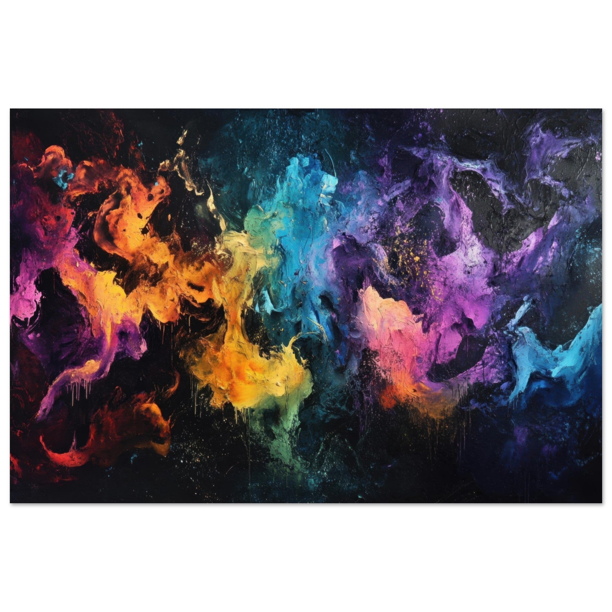 Fine Art Poster Landscape - Chromatic Abyss A dark infinite void punctured - Shop Ai Art WebShop - Digital Art online Store