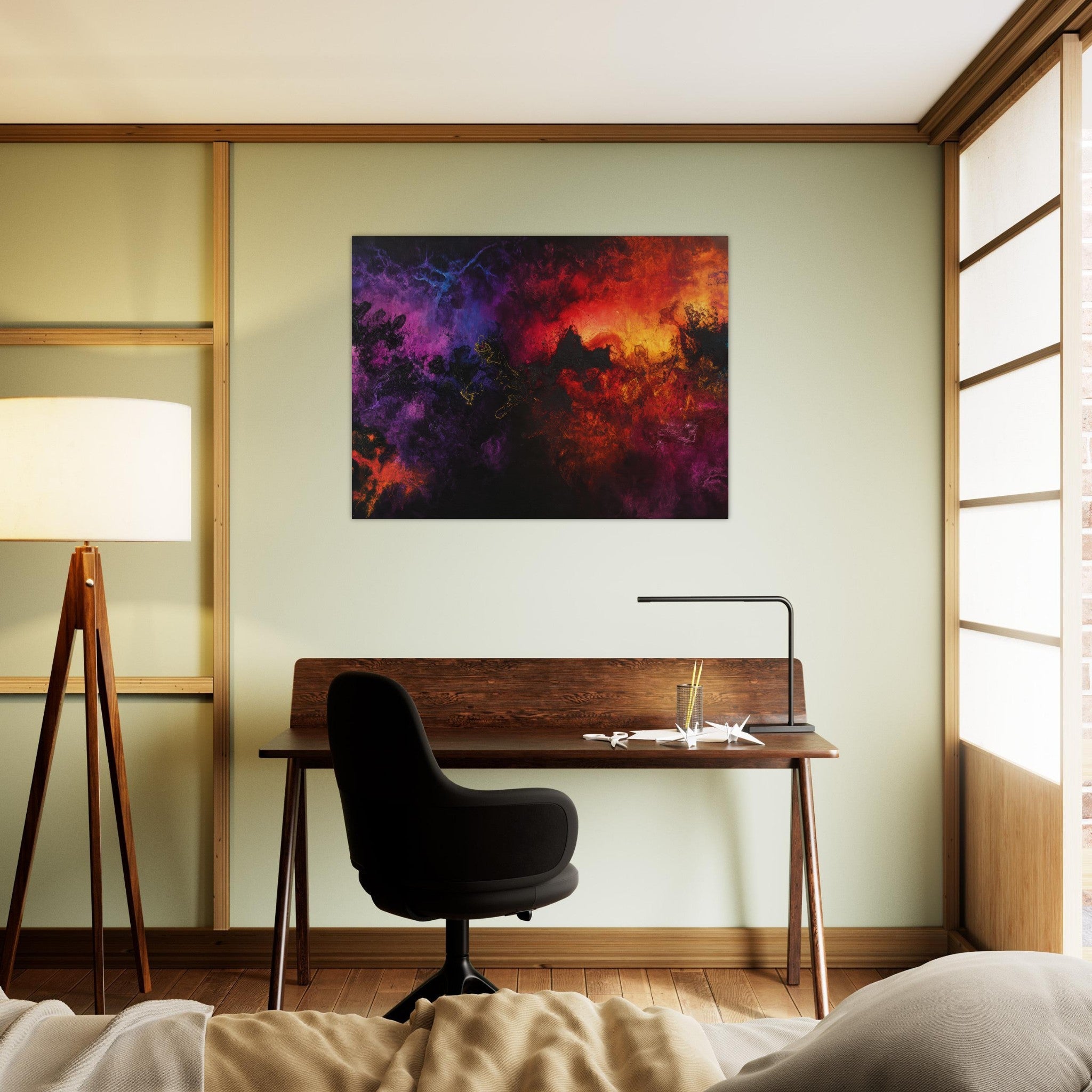 Fine Art Poster Landscape - Chromatic Abyss A dark infinite void punctured 3 - Shop Ai Art WebShop - Digital Art online Store