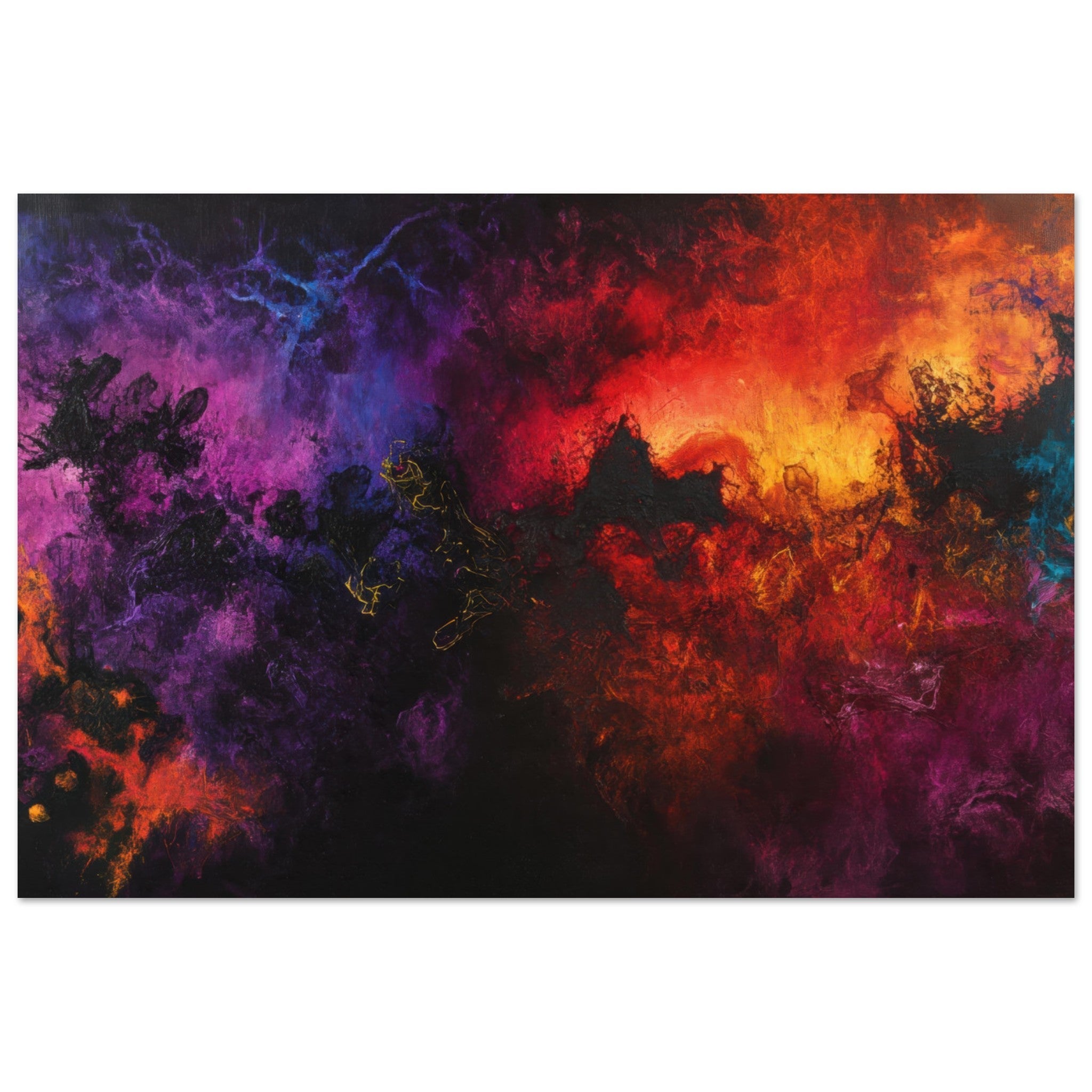 Fine Art Poster Landscape - Chromatic Abyss A dark infinite void punctured 3 - Shop Ai Art WebShop - Digital Art online Store