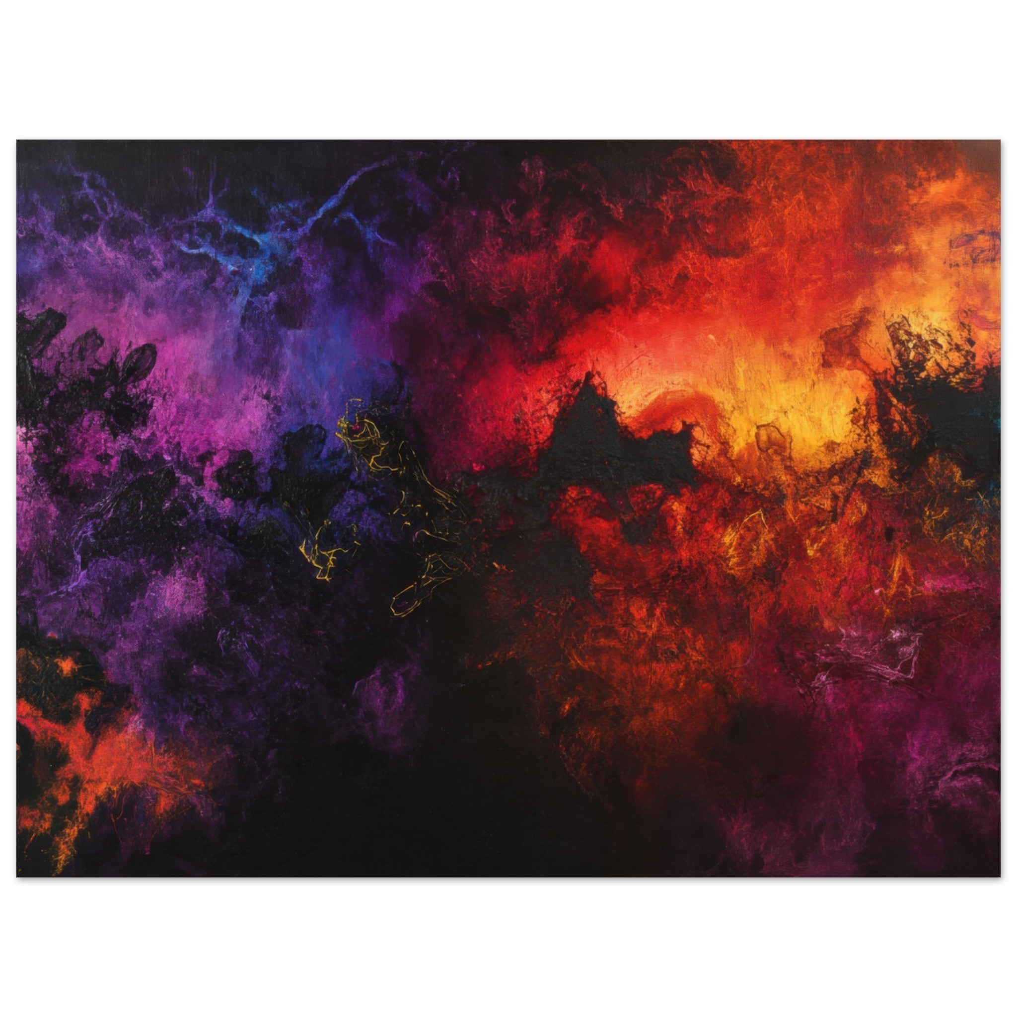 Fine Art Poster Landscape - Chromatic Abyss A dark infinite void punctured 3 - Shop Ai Art WebShop - Digital Art online Store