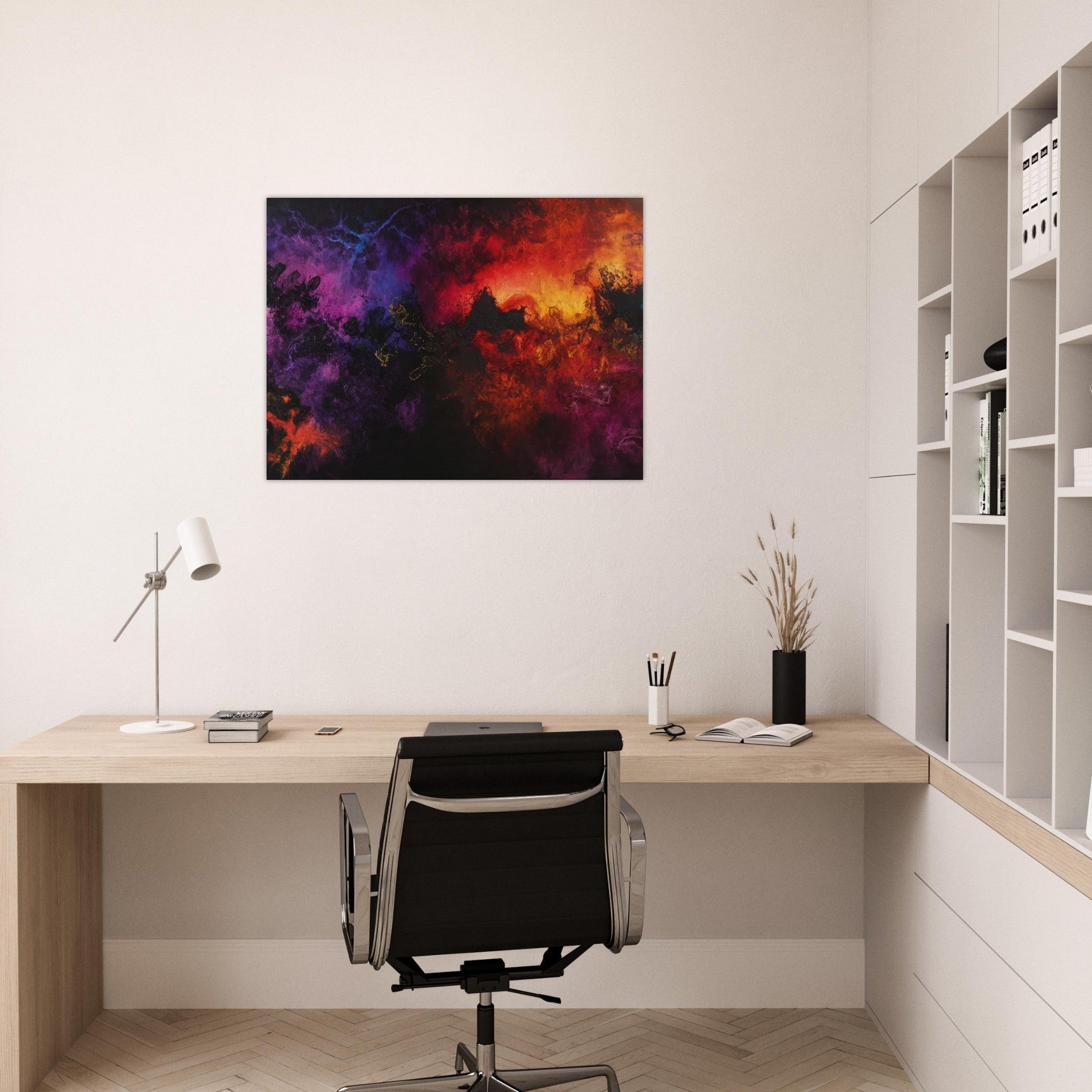 Fine Art Poster Landscape - Chromatic Abyss A dark infinite void punctured 3 - Shop Ai Art WebShop - Digital Art online Store