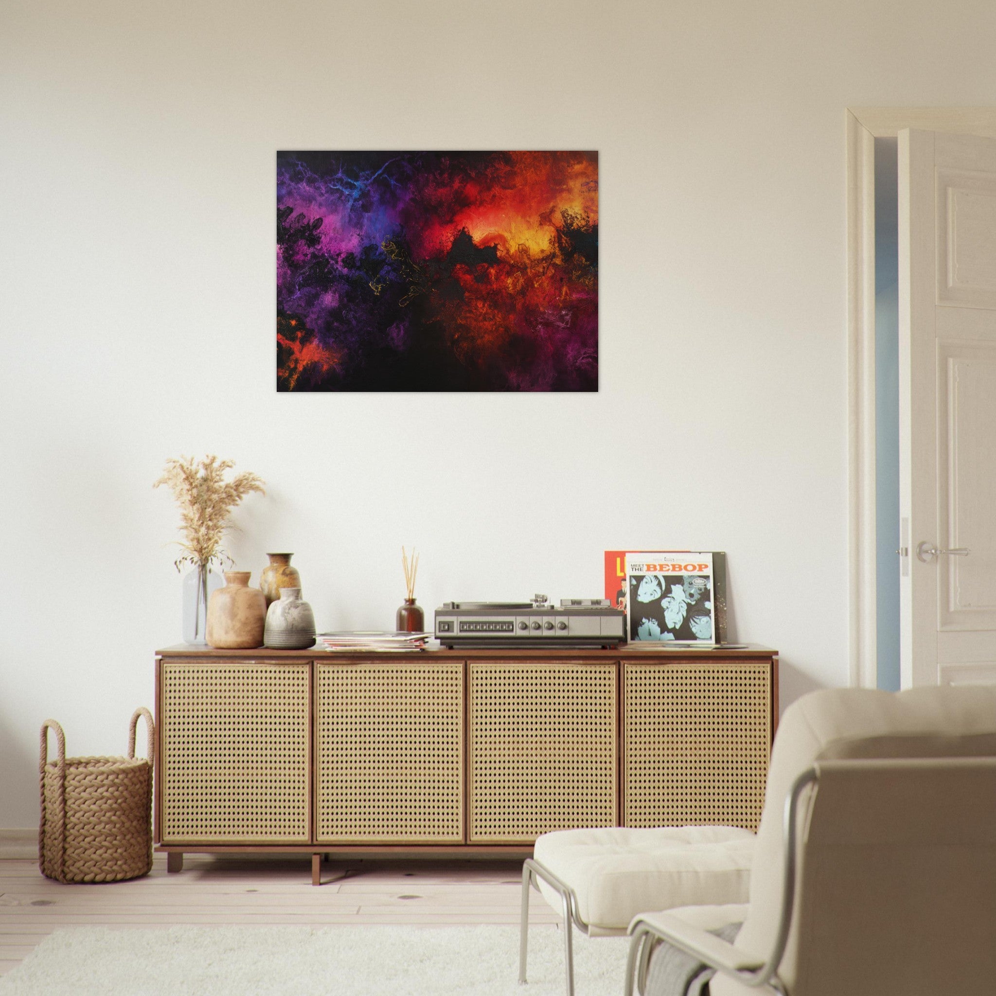 Fine Art Poster Landscape - Chromatic Abyss A dark infinite void punctured 3 - Shop Ai Art WebShop - Digital Art online Store
