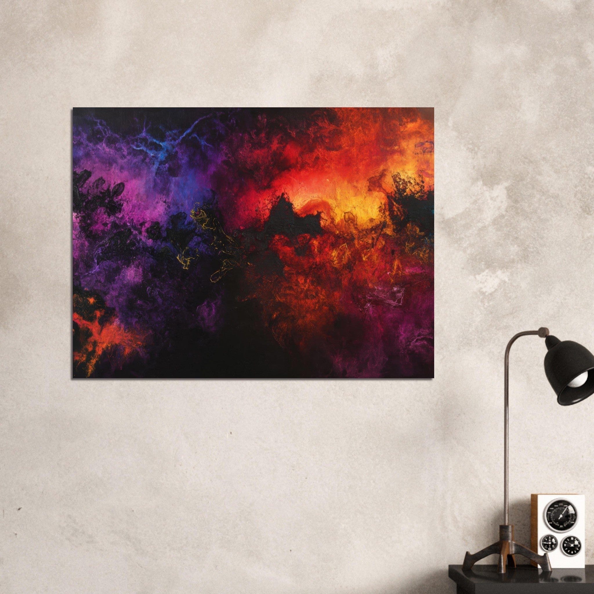 Fine Art Poster Landscape - Chromatic Abyss A dark infinite void punctured 3 - Shop Ai Art WebShop - Digital Art online Store