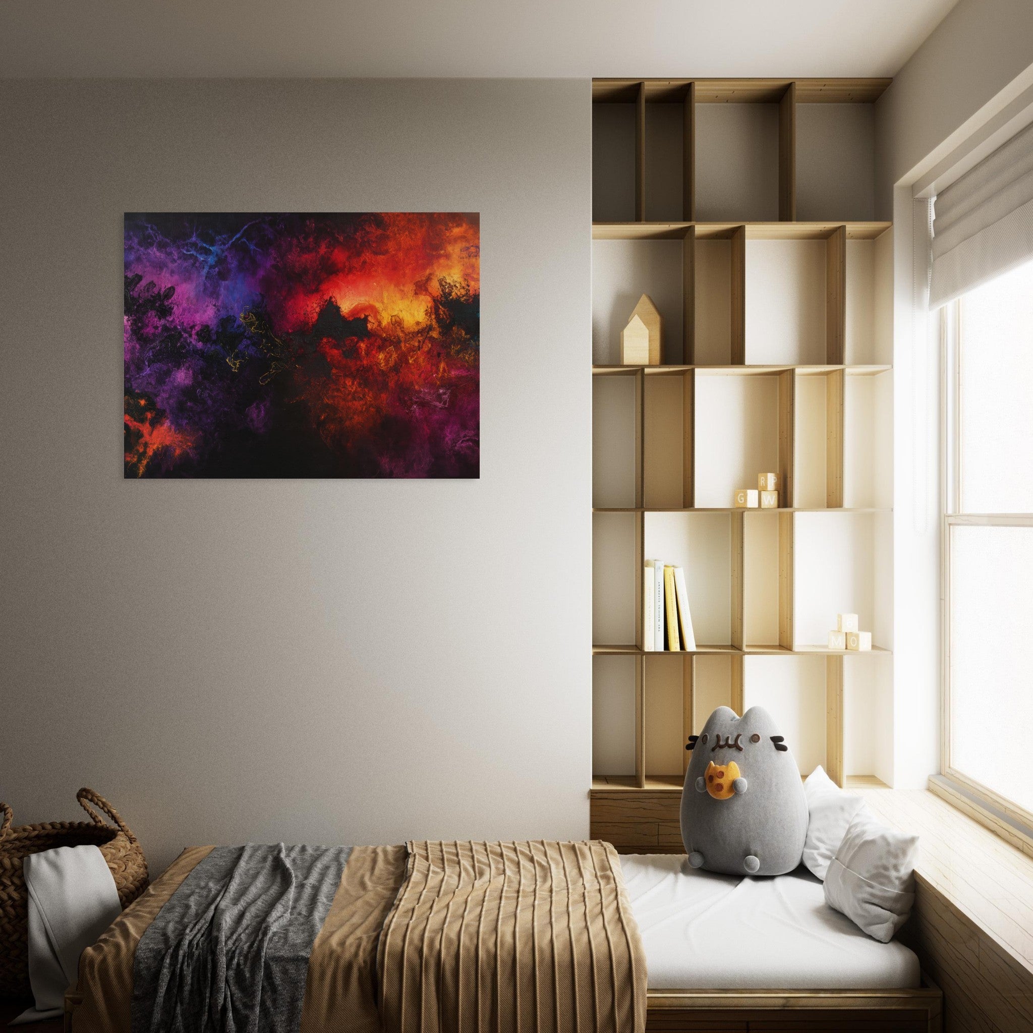 Fine Art Poster Landscape - Chromatic Abyss A dark infinite void punctured 3 - Shop Ai Art WebShop - Digital Art online Store
