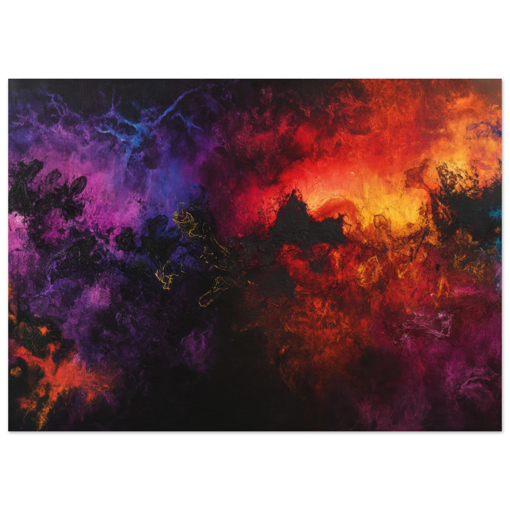 Fine Art Poster Landscape - Chromatic Abyss A dark infinite void punctured 3 - Shop Ai Art WebShop - Digital Art online Store