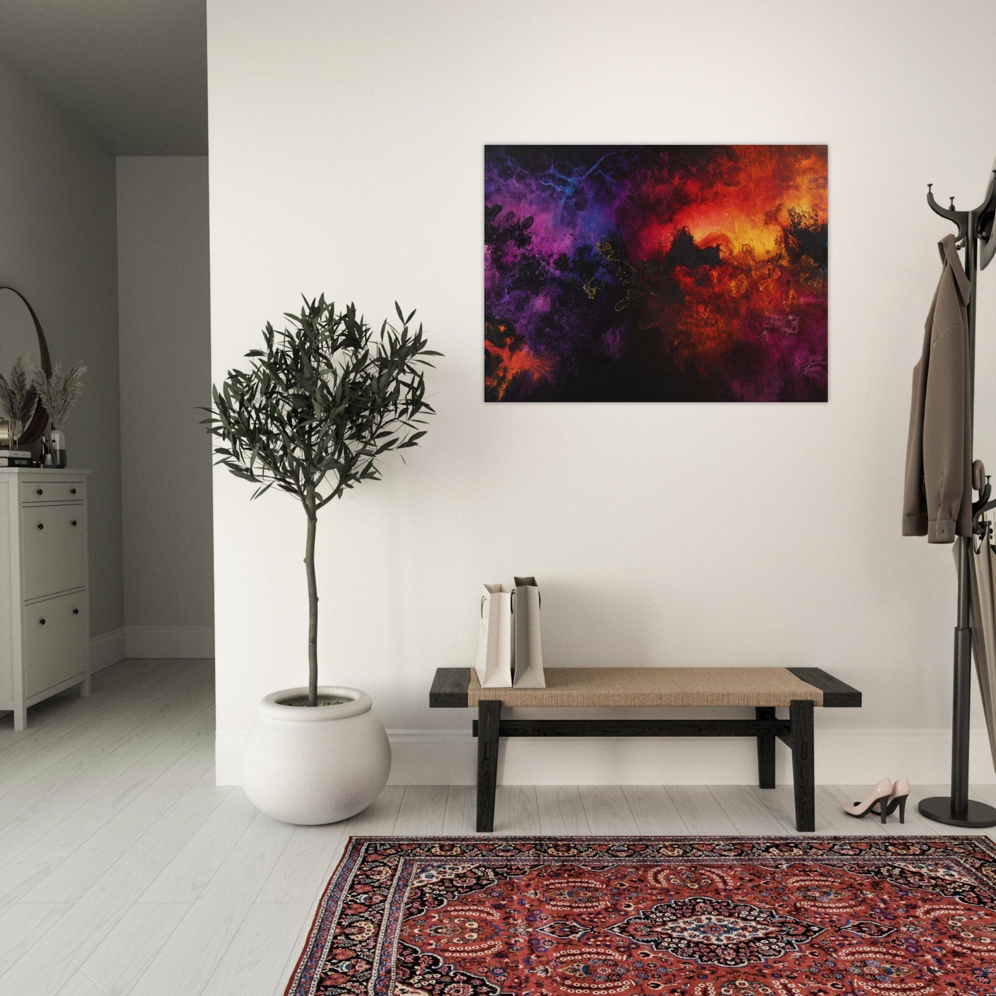 Fine Art Poster Landscape - Chromatic Abyss A dark infinite void punctured 3 - Shop Ai Art WebShop - Digital Art online Store