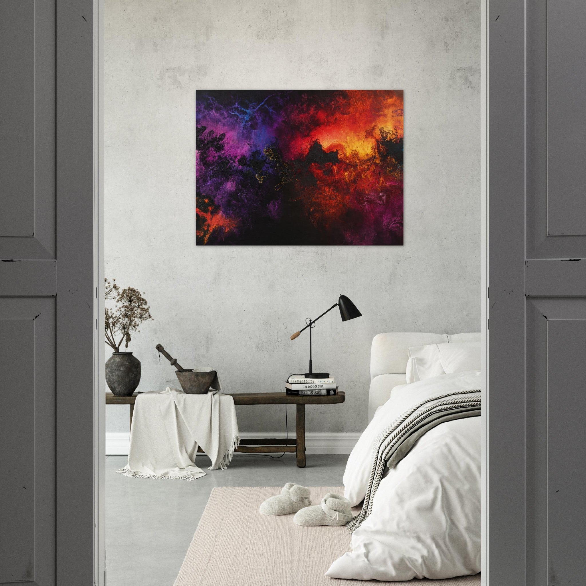 Fine Art Poster Landscape - Chromatic Abyss A dark infinite void punctured 3 - Shop Ai Art WebShop - Digital Art online Store