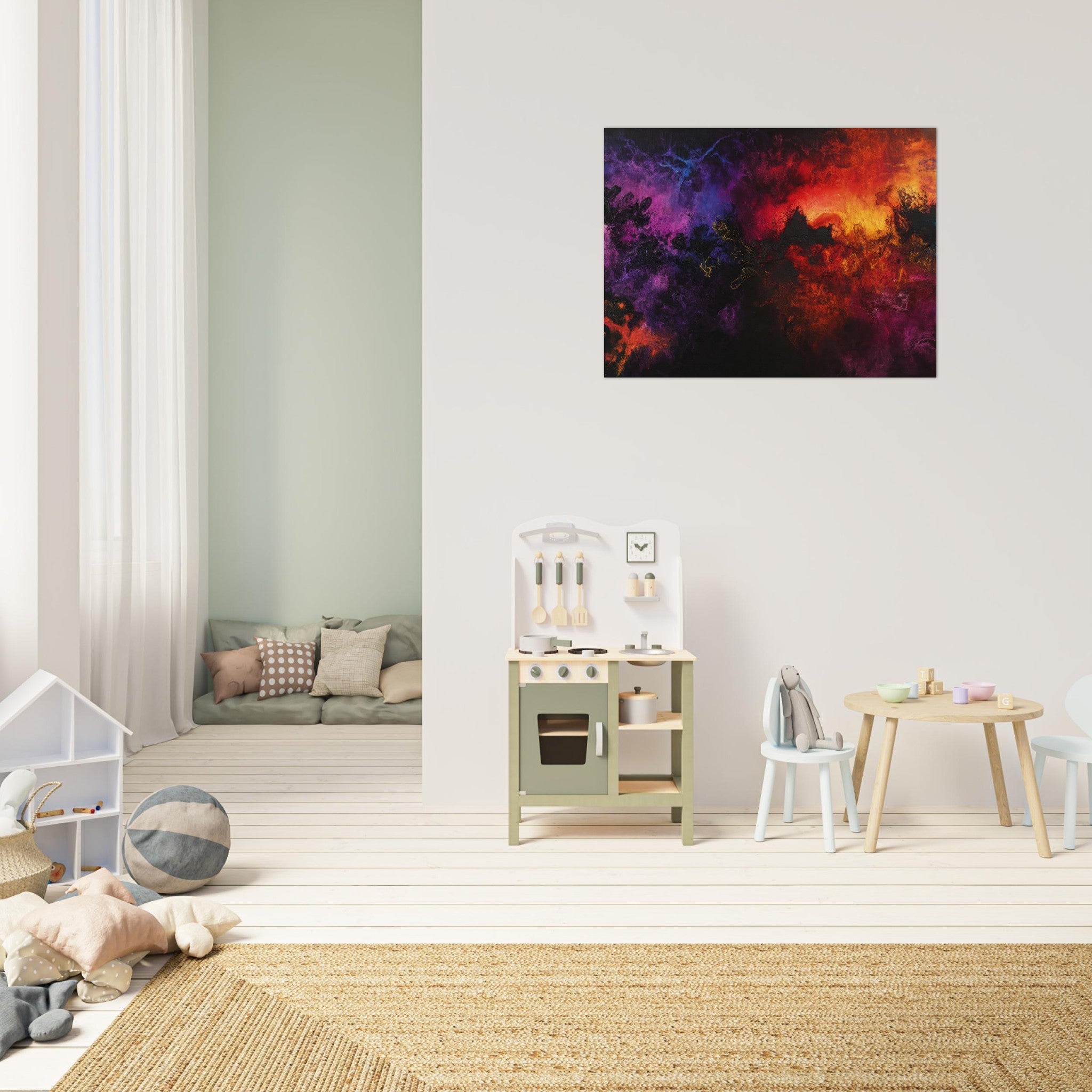 Fine Art Poster Landscape - Chromatic Abyss A dark infinite void punctured 3 - Shop Ai Art WebShop - Digital Art online Store