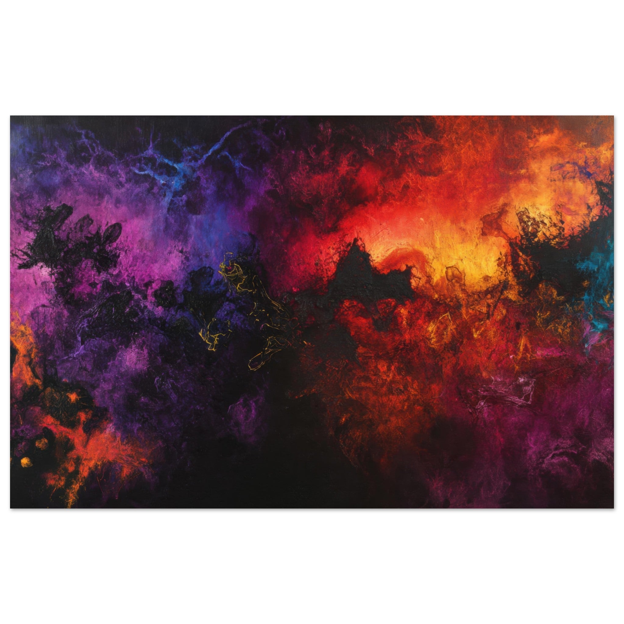 Fine Art Poster Landscape - Chromatic Abyss A dark infinite void punctured 3 - Shop Ai Art WebShop - Digital Art online Store