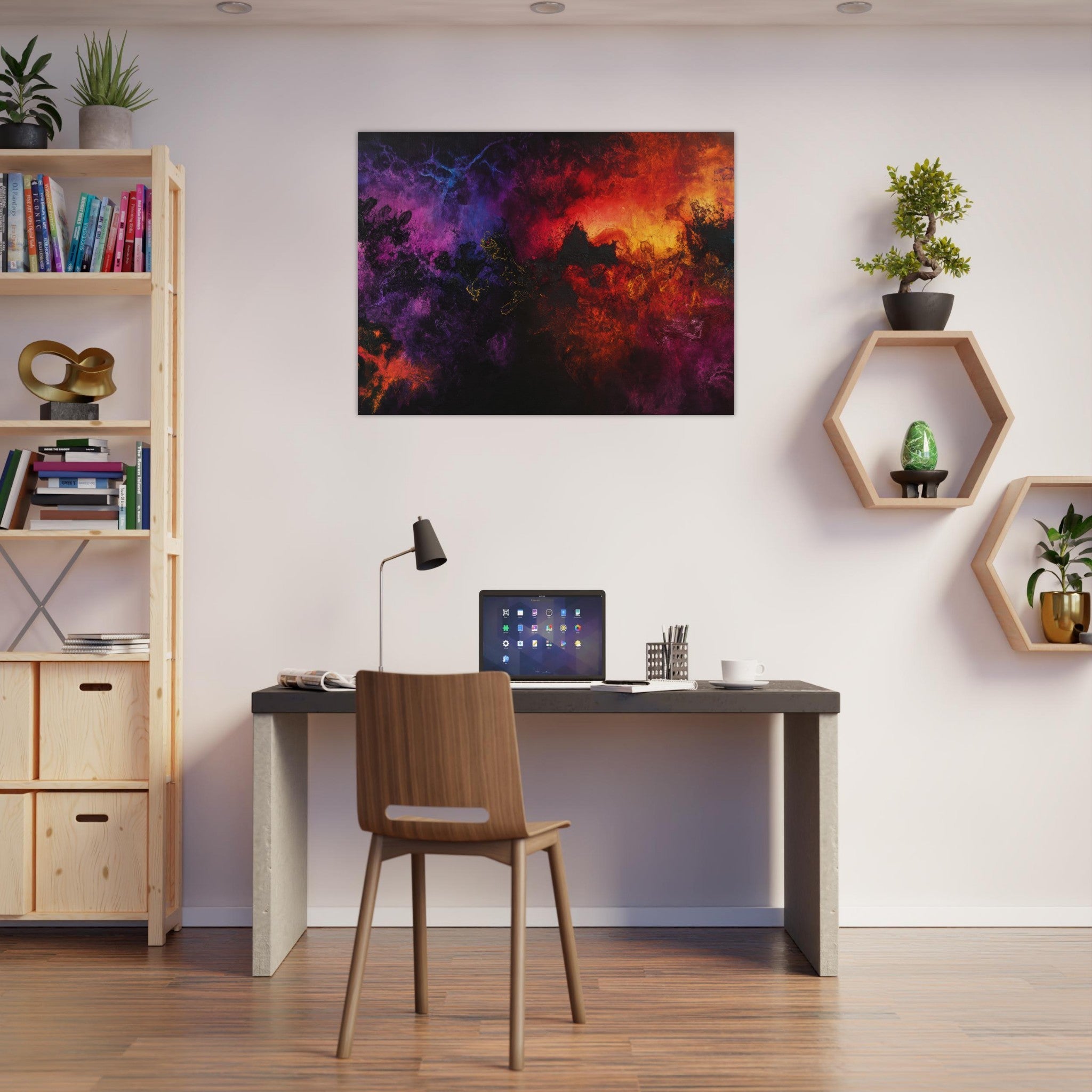 Fine Art Poster Landscape - Chromatic Abyss A dark infinite void punctured 3 - Shop Ai Art WebShop - Digital Art online Store