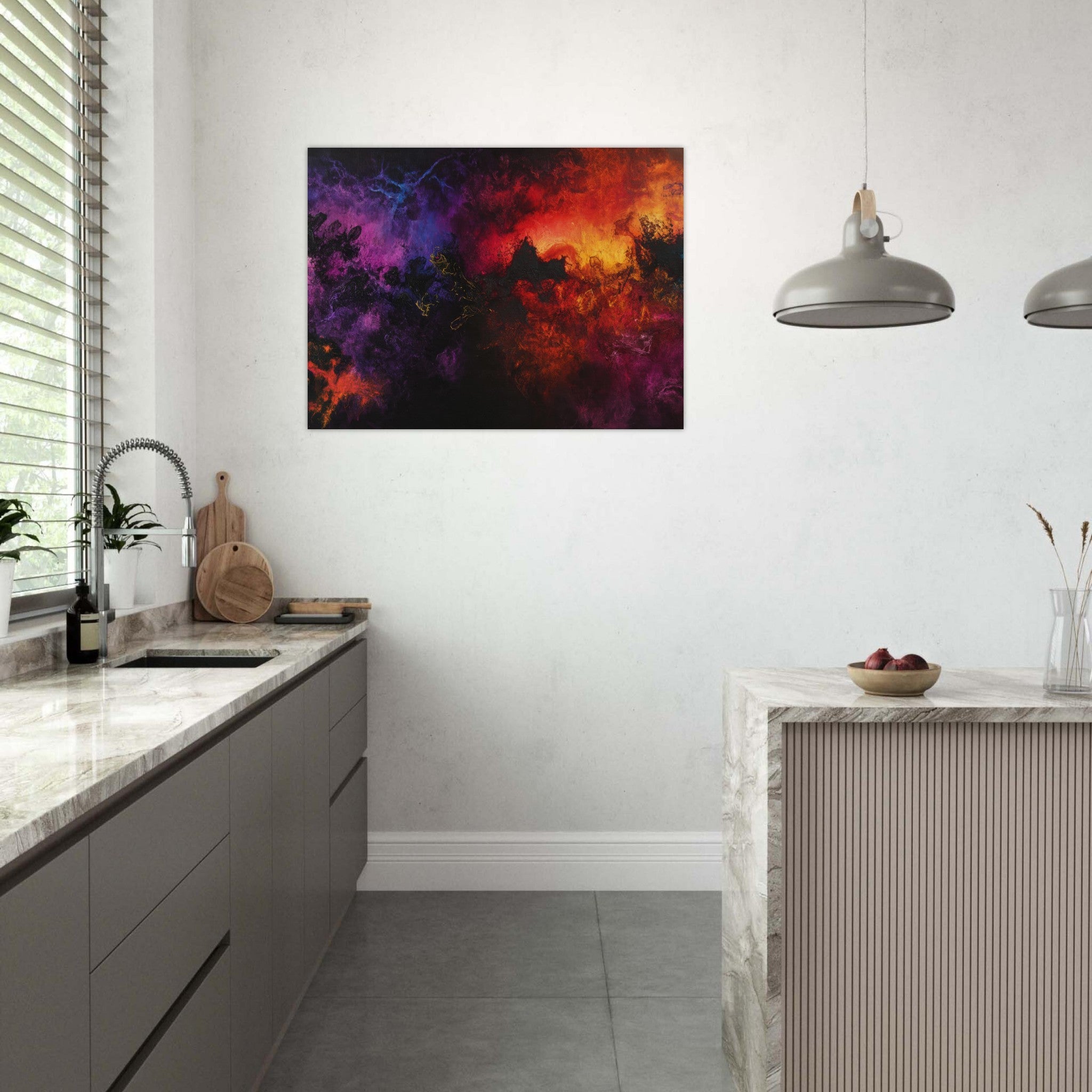 Fine Art Poster Landscape - Chromatic Abyss A dark infinite void punctured 3 - Shop Ai Art WebShop - Digital Art online Store
