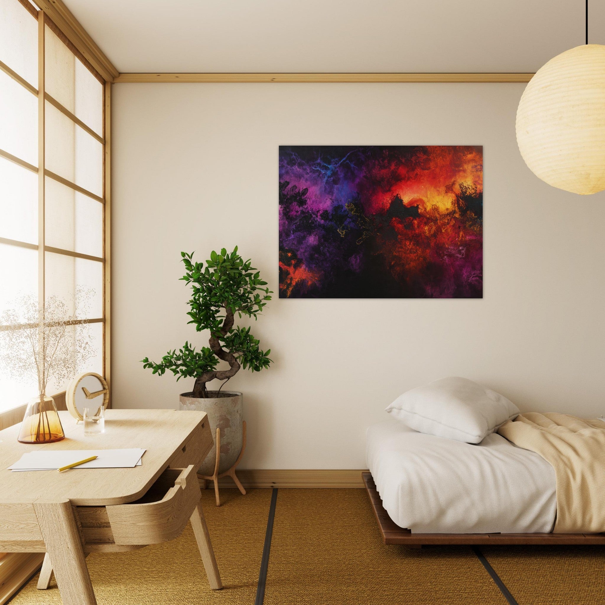 Fine Art Poster Landscape - Chromatic Abyss A dark infinite void punctured 3 - Shop Ai Art WebShop - Digital Art online Store