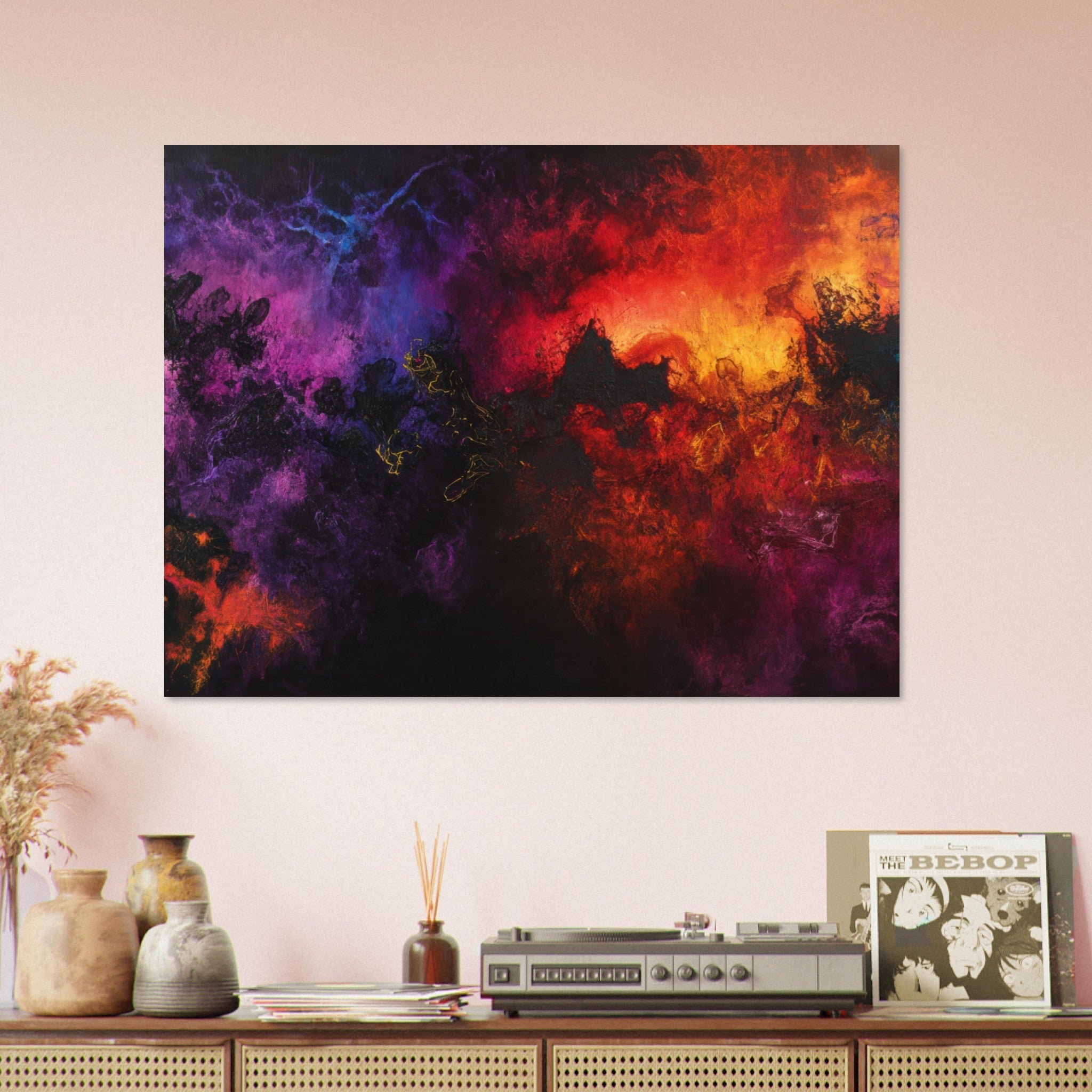 Fine Art Poster Landscape - Chromatic Abyss A dark infinite void punctured 3 - Shop Ai Art WebShop - Digital Art online Store