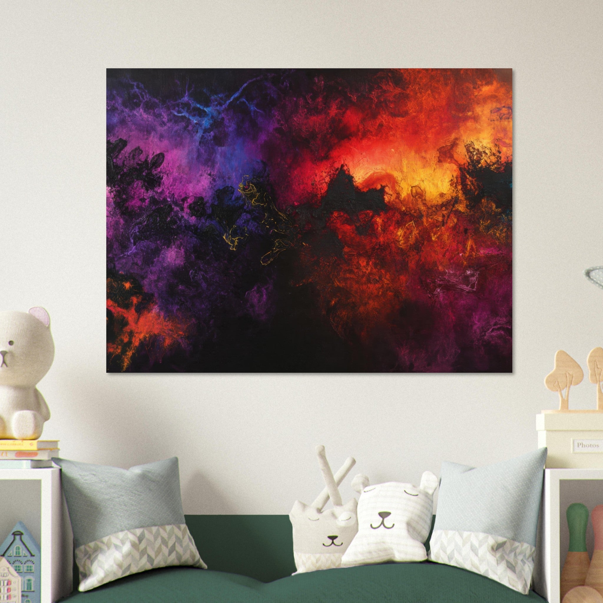 Fine Art Poster Landscape - Chromatic Abyss A dark infinite void punctured 3 - Shop Ai Art WebShop - Digital Art online Store