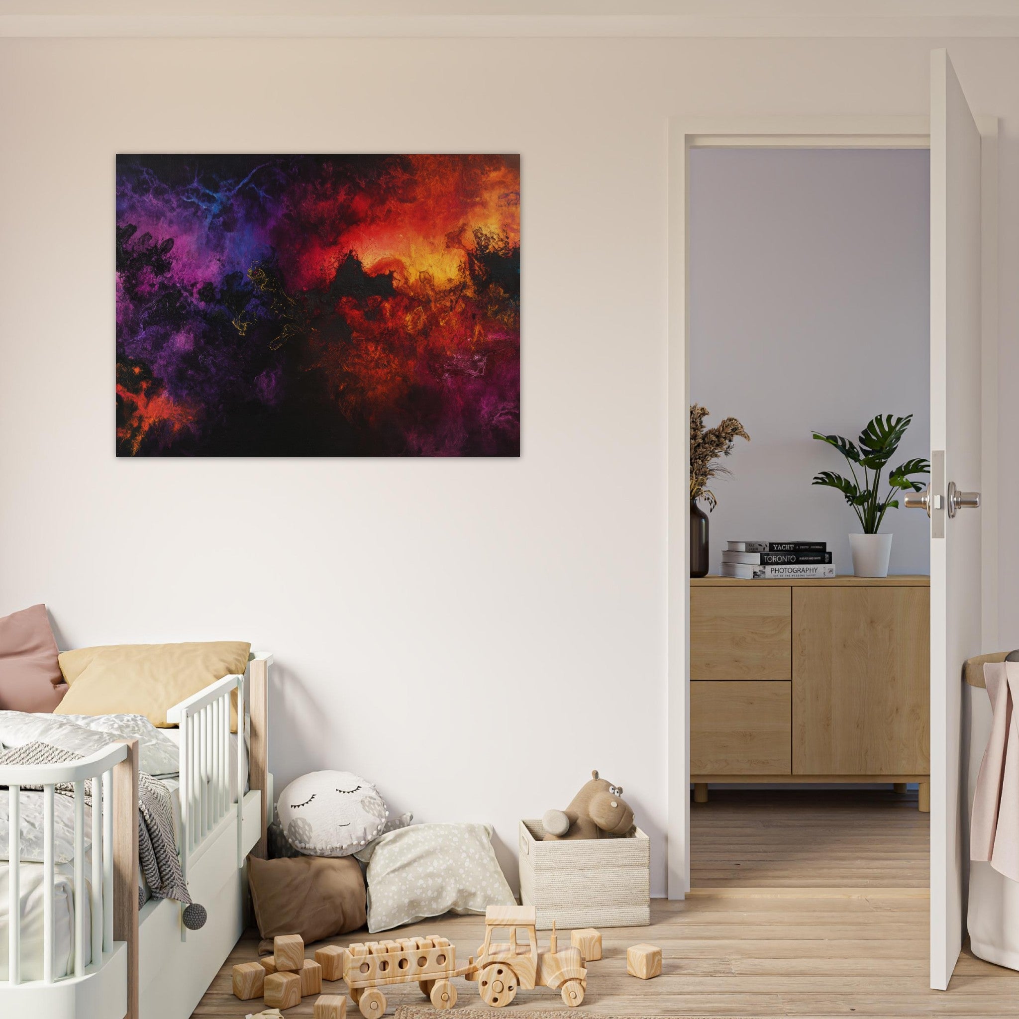 Fine Art Poster Landscape - Chromatic Abyss A dark infinite void punctured 3 - Shop Ai Art WebShop - Digital Art online Store