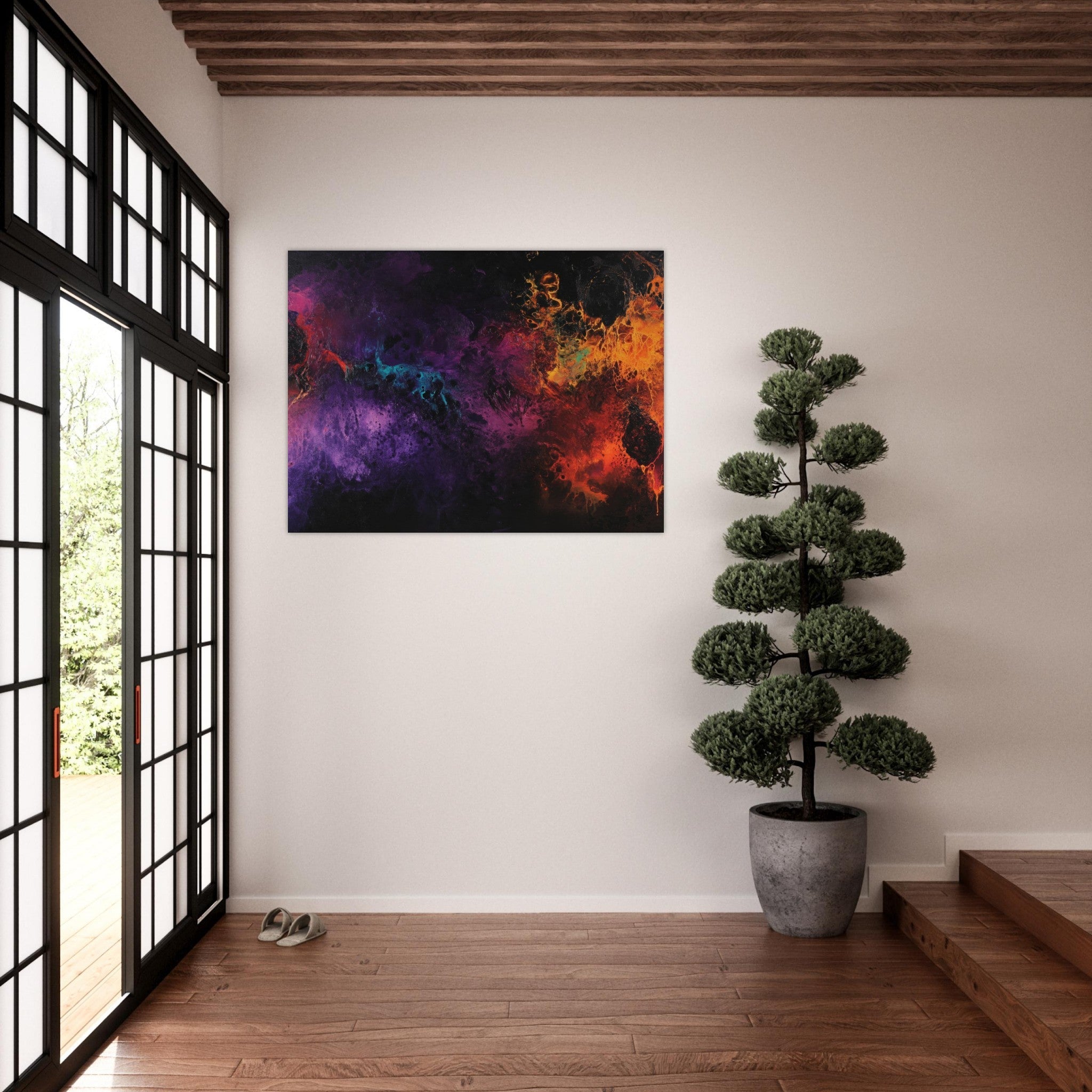 Fine Art Poster Landscape - Chromatic Abyss A dark infinite void punctured 4 - Shop Ai Art WebShop - Digital Art online Store