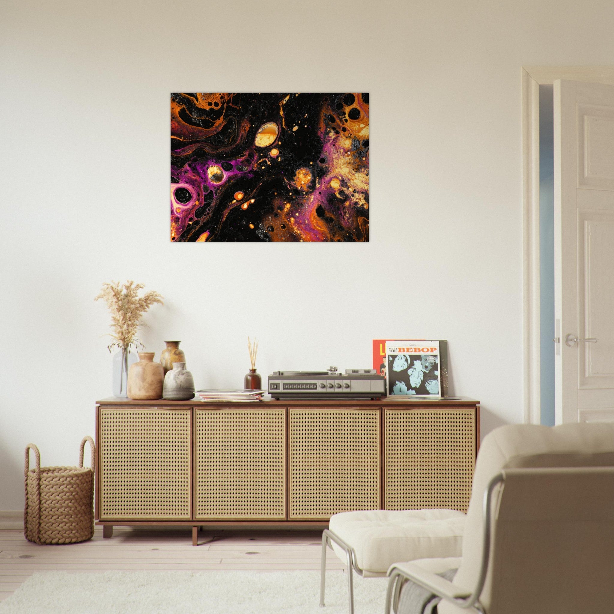 Fine Art Poster Landscape - Chromatic Abyss A dark infinite void punctured 7 - Shop Ai Art WebShop - Digital Art online Store