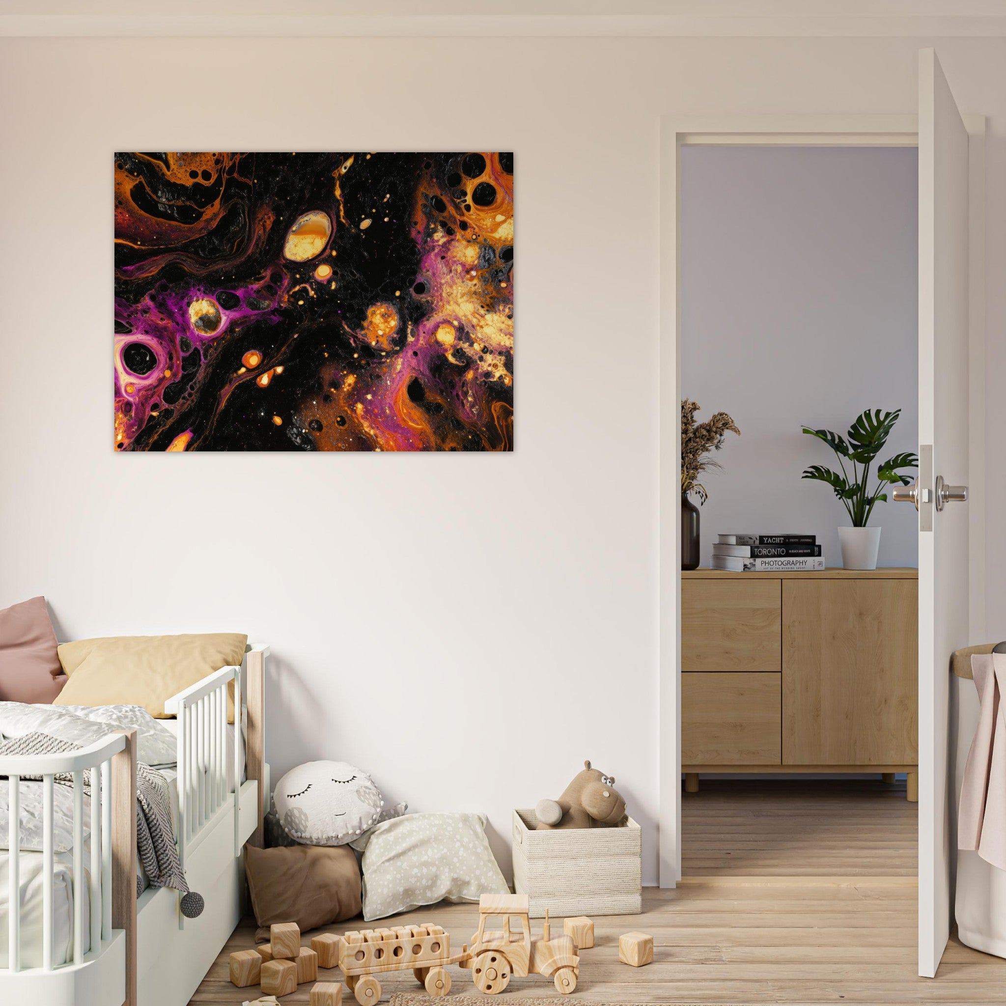 Fine Art Poster Landscape - Chromatic Abyss A dark infinite void punctured 7 - Shop Ai Art WebShop - Digital Art online Store