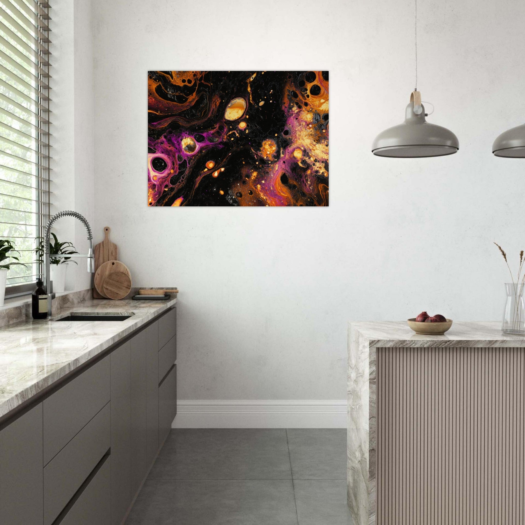 Fine Art Poster Landscape - Chromatic Abyss A dark infinite void punctured 7 - Shop Ai Art WebShop - Digital Art online Store