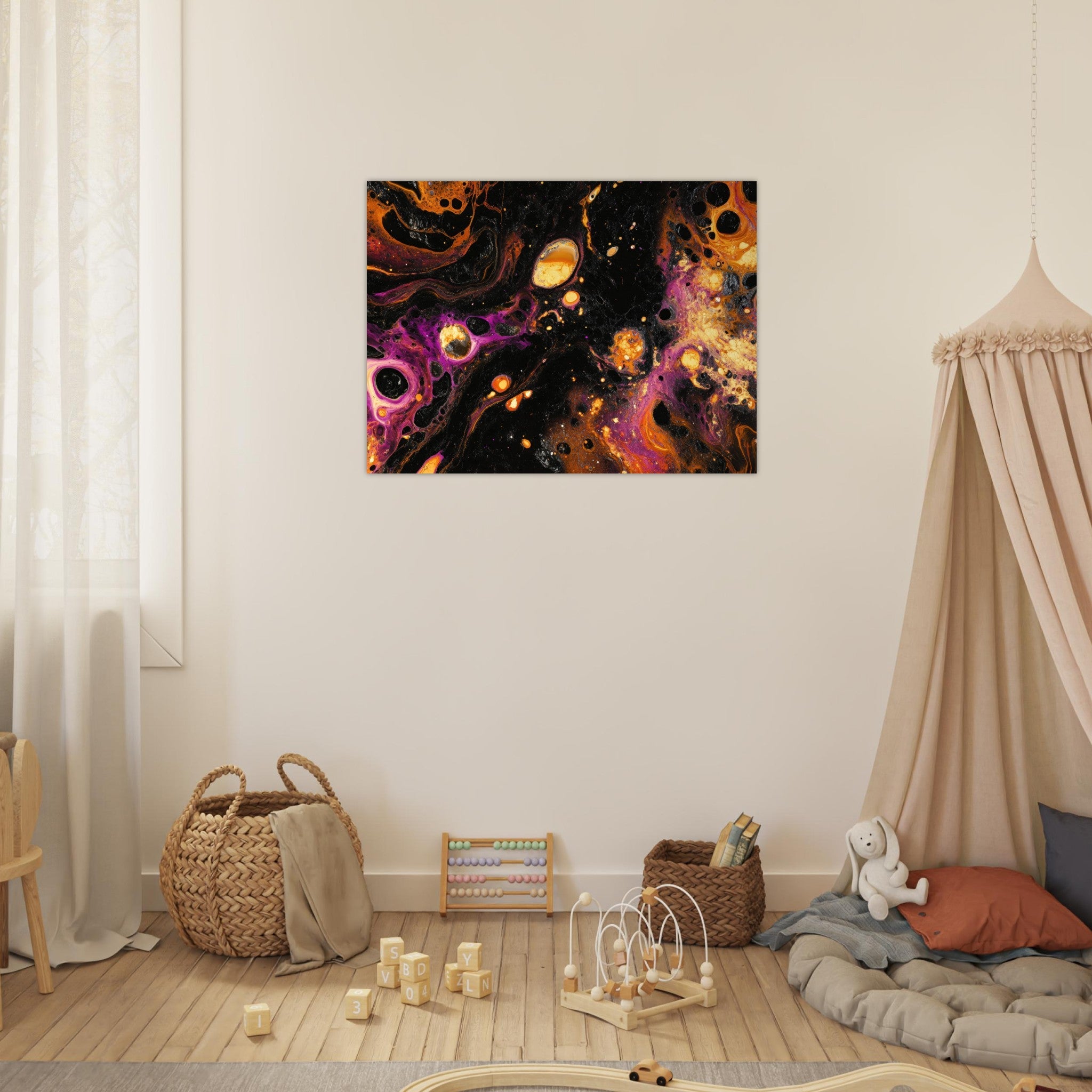 Fine Art Poster Landscape - Chromatic Abyss A dark infinite void punctured 7 - Shop Ai Art WebShop - Digital Art online Store