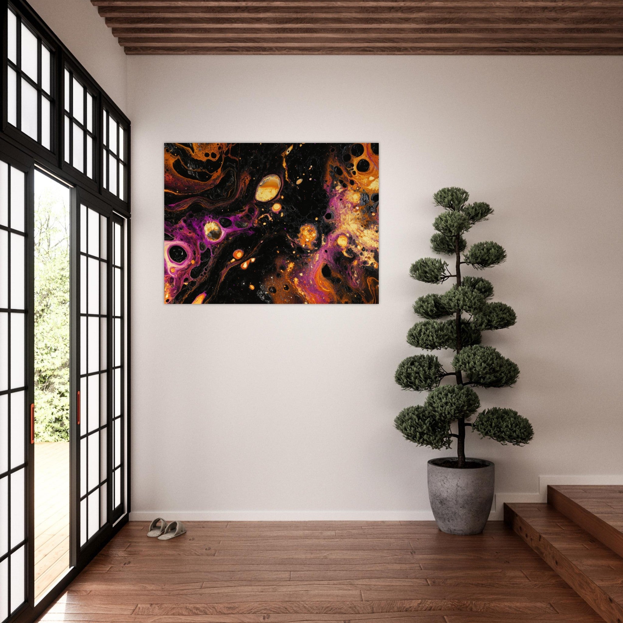 Fine Art Poster Landscape - Chromatic Abyss A dark infinite void punctured 7 - Shop Ai Art WebShop - Digital Art online Store
