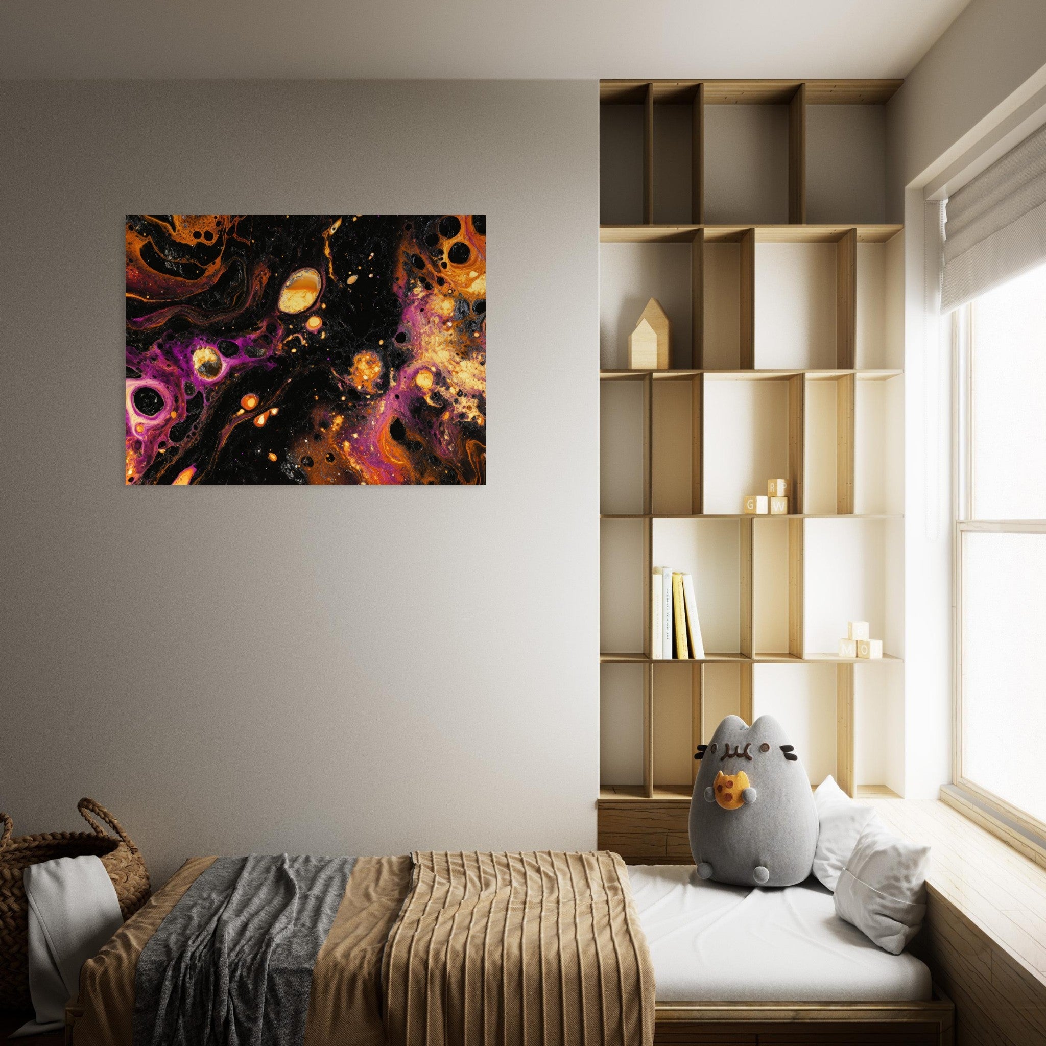 Fine Art Poster Landscape - Chromatic Abyss A dark infinite void punctured 7 - Shop Ai Art WebShop - Digital Art online Store