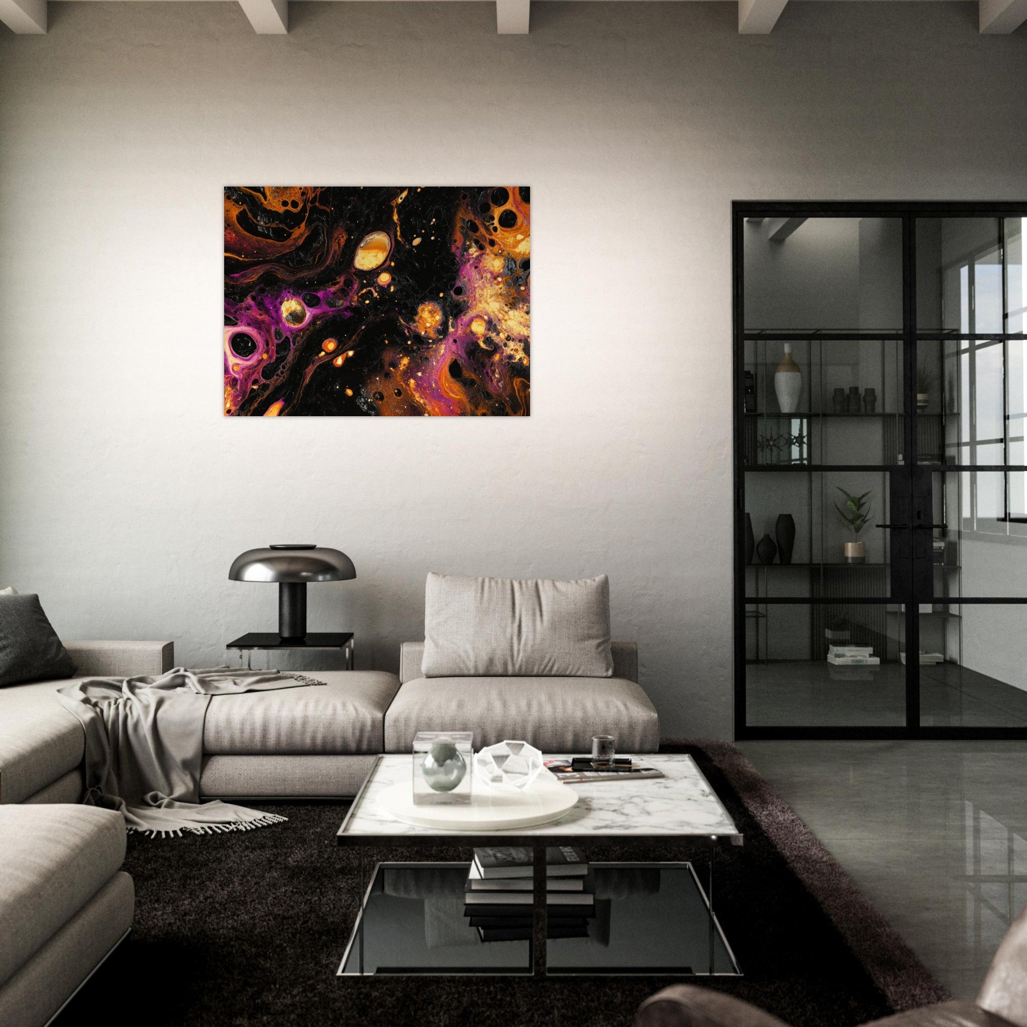 Fine Art Poster Landscape - Chromatic Abyss A dark infinite void punctured 7 - Shop Ai Art WebShop - Digital Art online Store