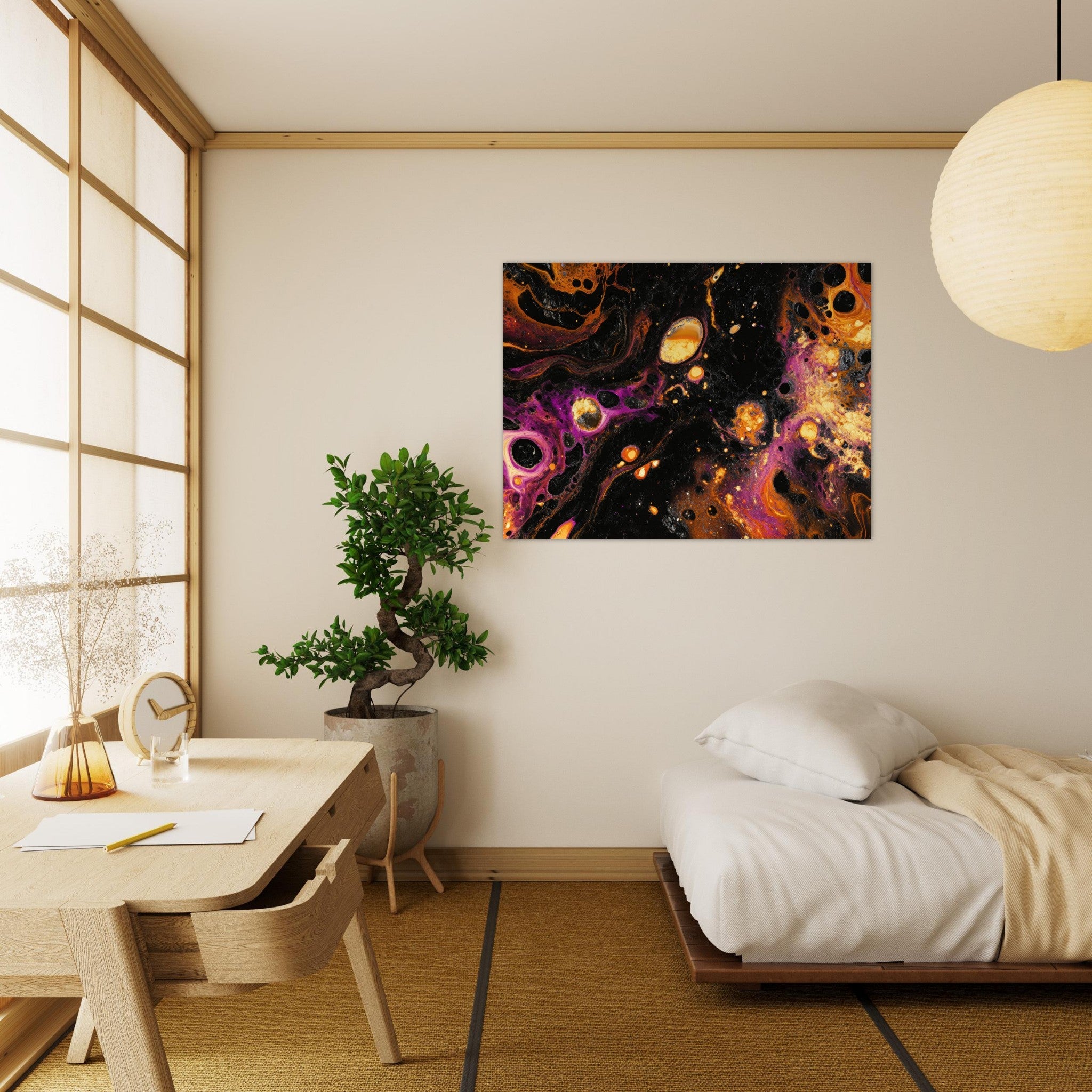 Fine Art Poster Landscape - Chromatic Abyss A dark infinite void punctured 7 - Shop Ai Art WebShop - Digital Art online Store