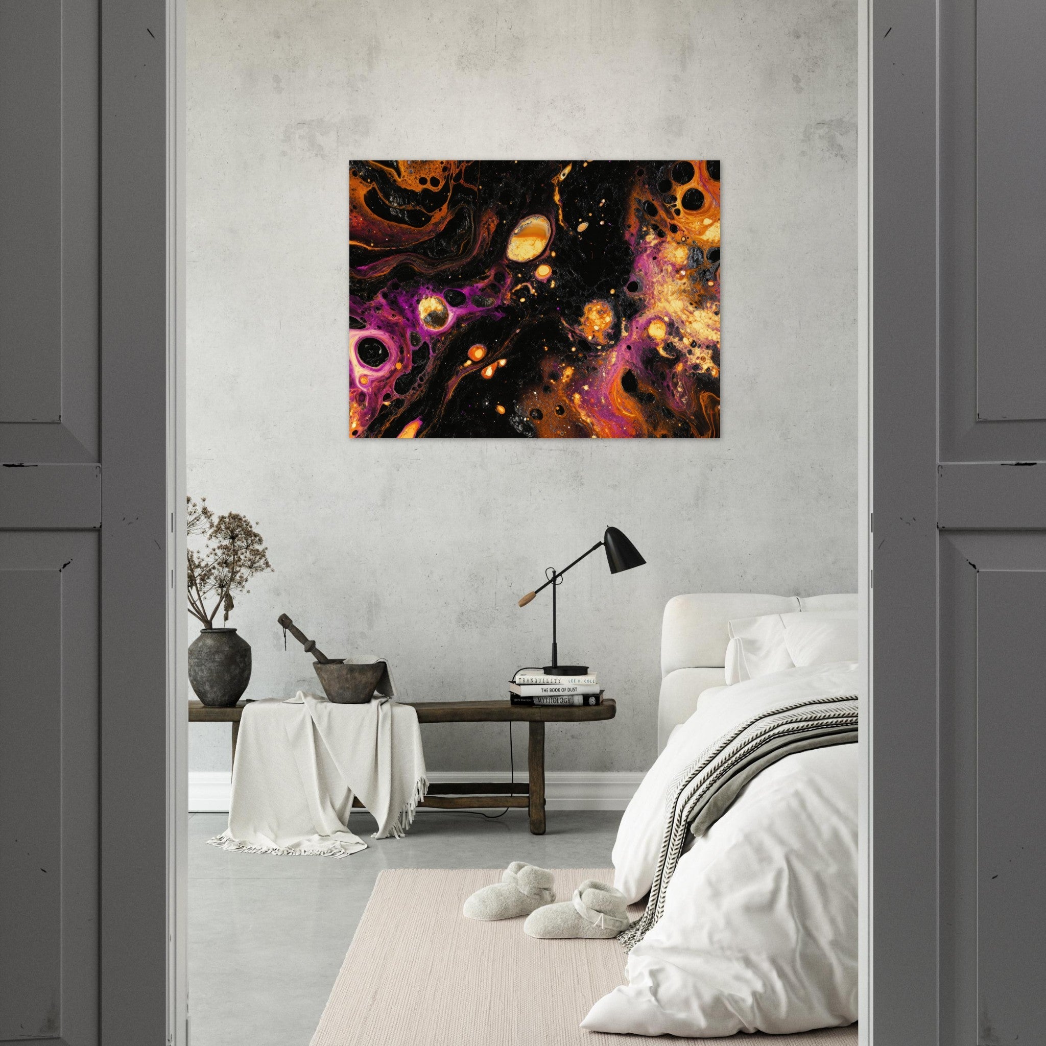 Fine Art Poster Landscape - Chromatic Abyss A dark infinite void punctured 7 - Shop Ai Art WebShop - Digital Art online Store