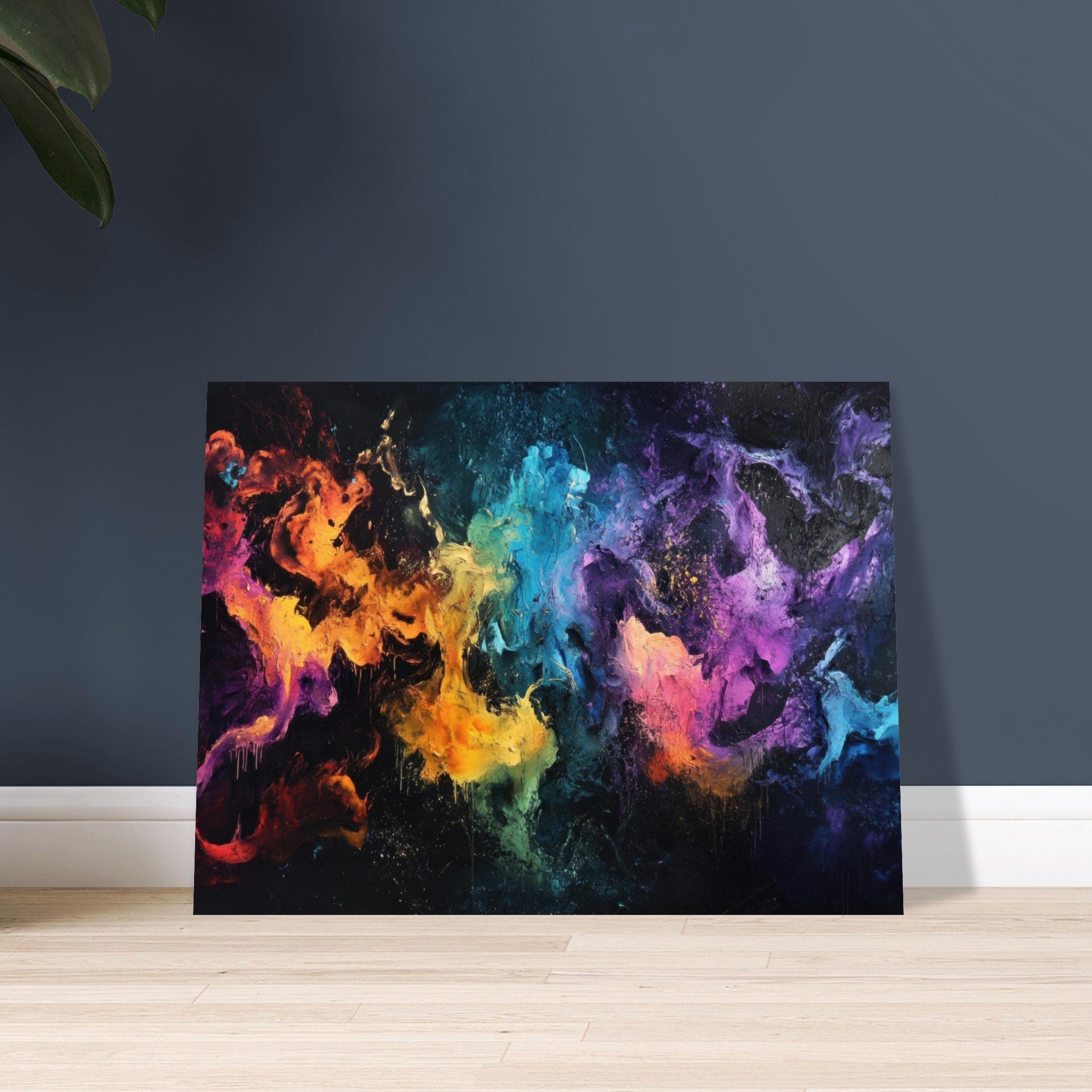 Fine Art Poster Landscape - Chromatic Abyss A dark infinite void punctured - Shop Ai Art WebShop - Digital Art online Store
