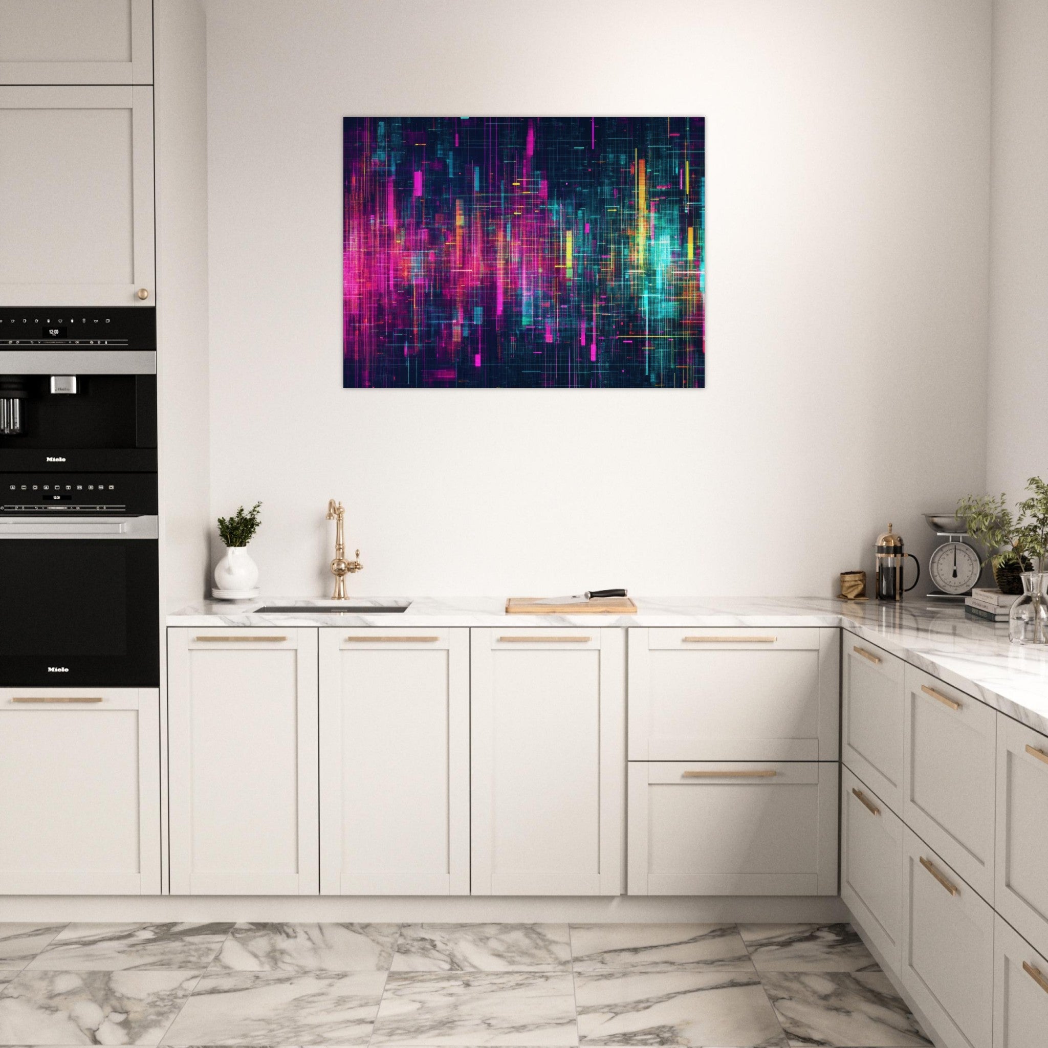 Fine Art Poster Landscape - Digital Pulse A chaotic burst of pitch - inspired - Shop Ai Art WebShop - Digital Art online Store