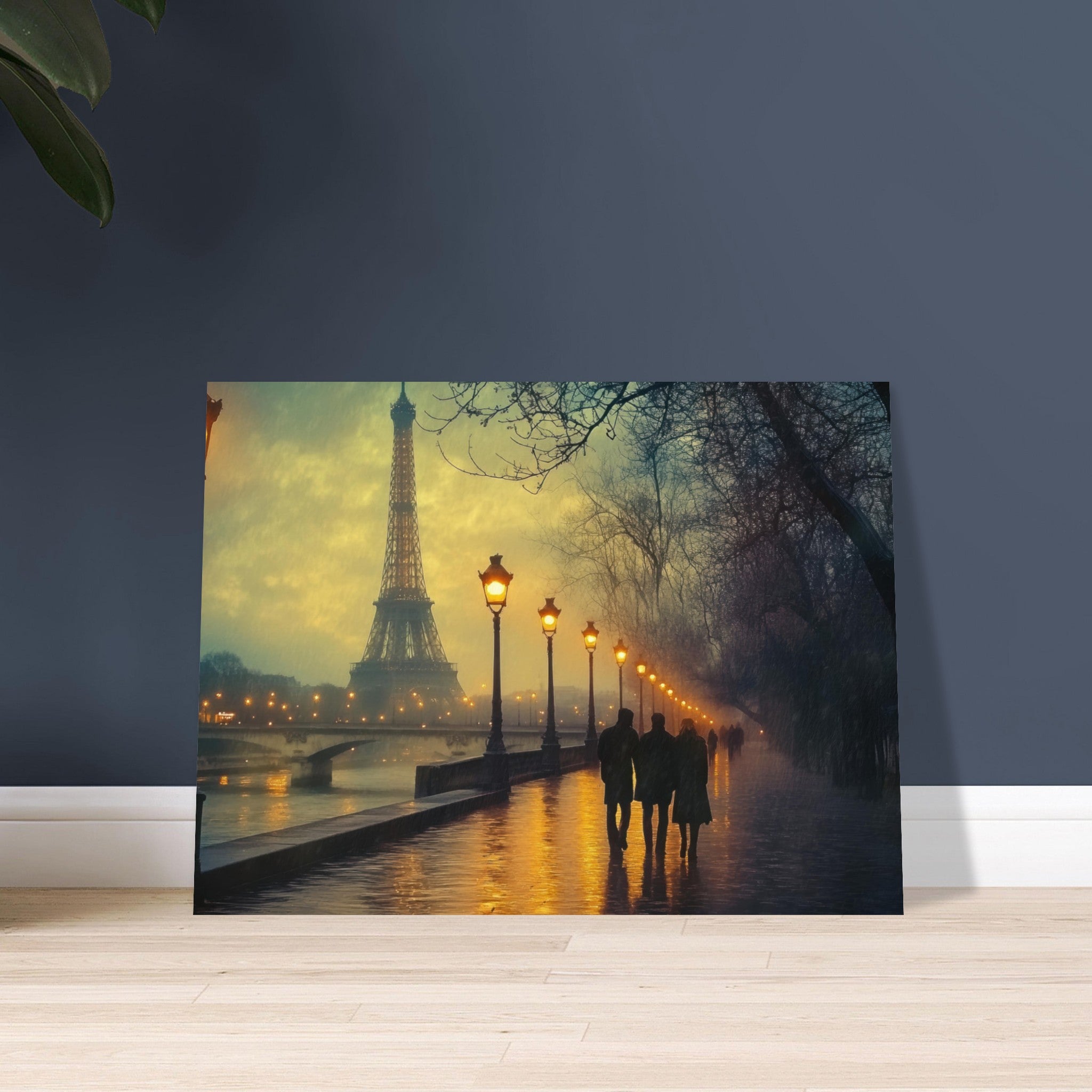 Fine Art Poster Landscape - Evening Stroll Along the Seine A romantic river - Shop Ai Art WebShop - Digital Art online Store