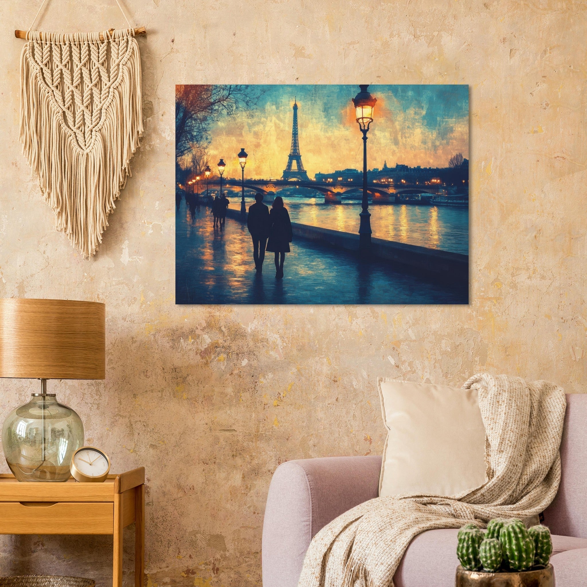 Fine Art Poster Landscape - Evening Stroll Along the Seine A romantic river 3 - Shop Ai Art WebShop - Digital Art online Store