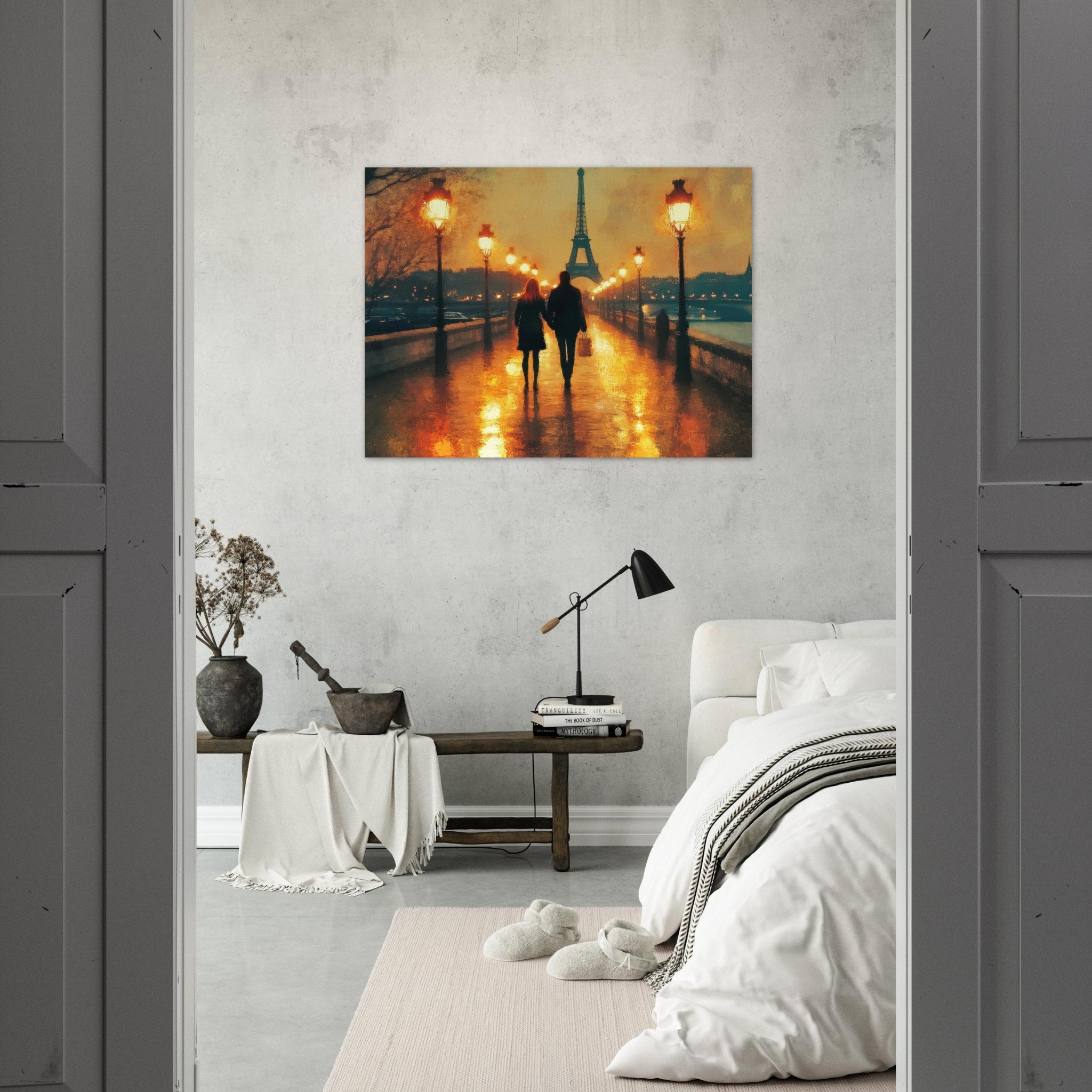 Fine Art Poster Landscape - Evening Stroll Along the Seine A romantic river 4 - Shop Ai Art WebShop - Digital Art online Store