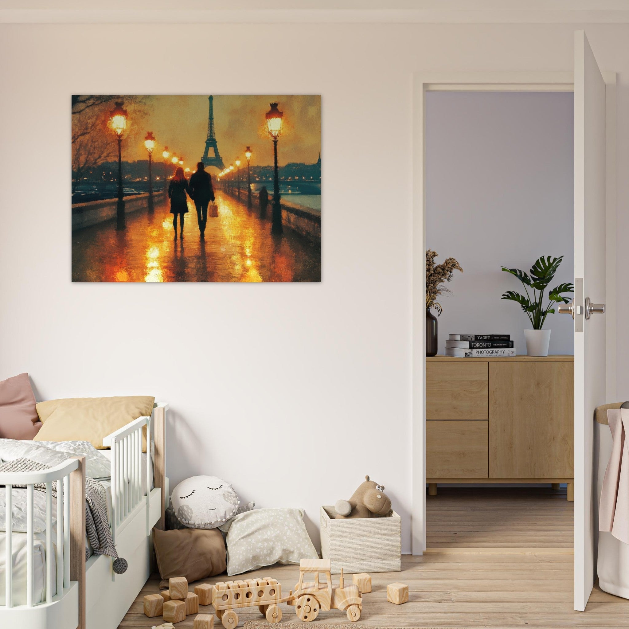 Fine Art Poster Landscape - Evening Stroll Along the Seine A romantic river 4 - Shop Ai Art WebShop - Digital Art online Store