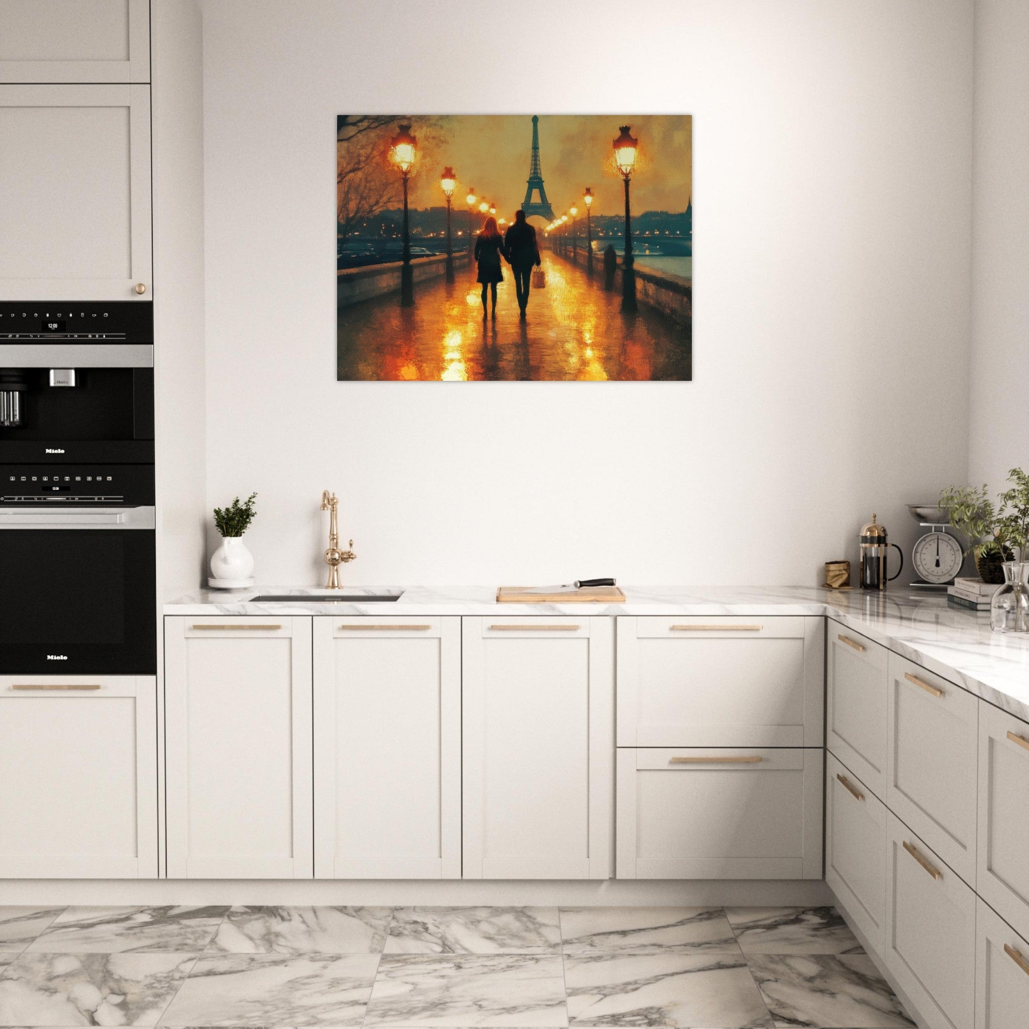 Fine Art Poster Landscape - Evening Stroll Along the Seine A romantic river 4 - Shop Ai Art WebShop - Digital Art online Store