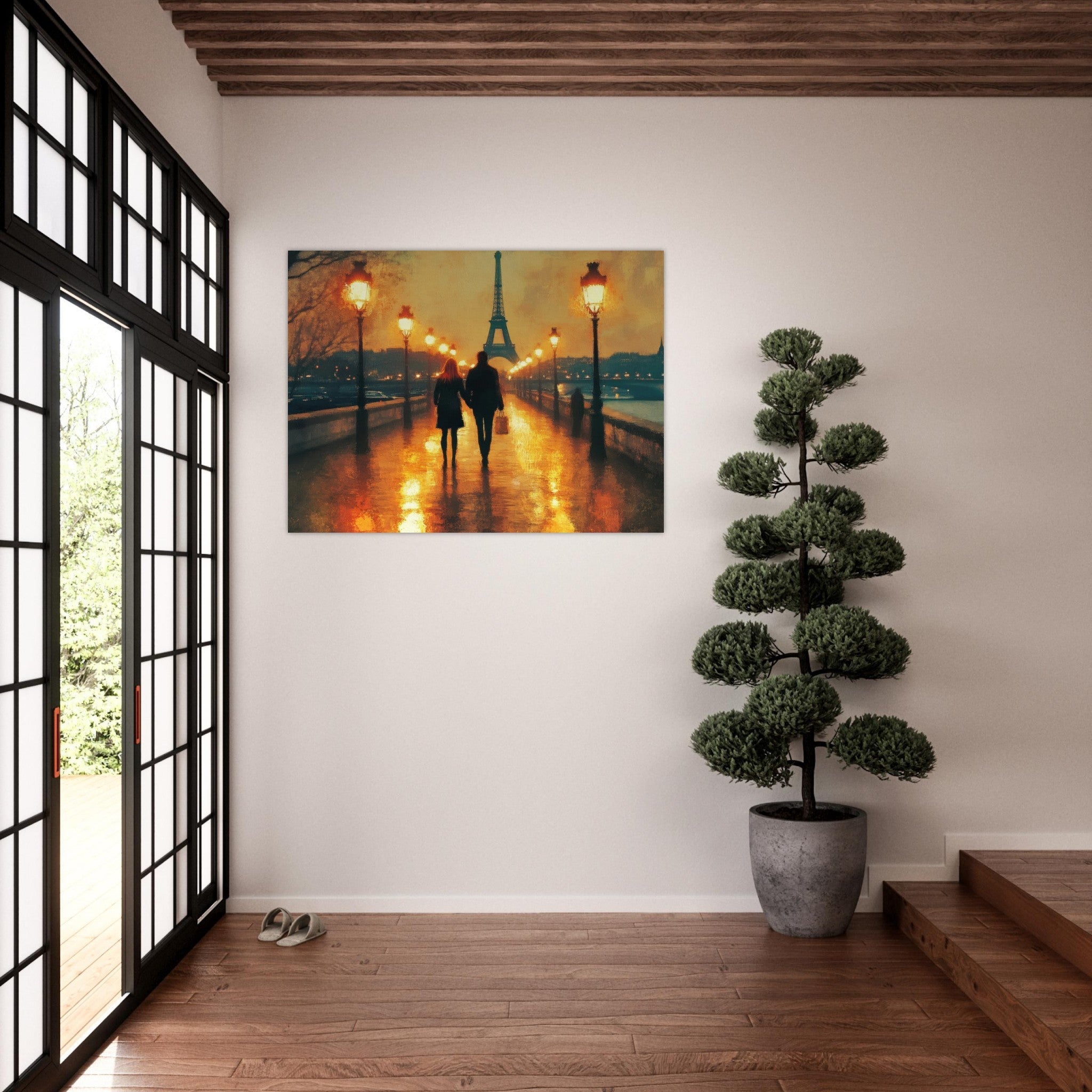 Fine Art Poster Landscape - Evening Stroll Along the Seine A romantic river 4 - Shop Ai Art WebShop - Digital Art online Store