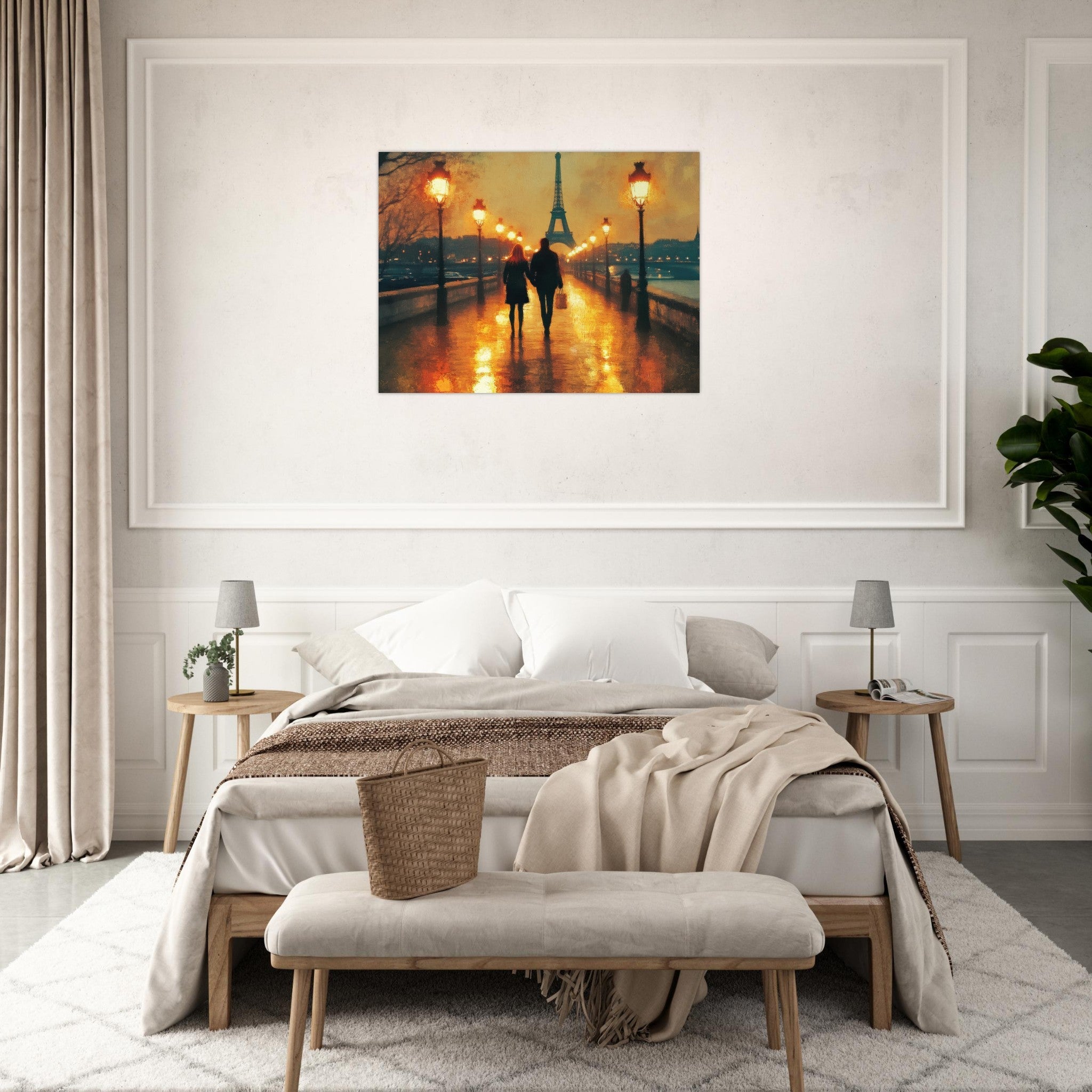 Fine Art Poster Landscape - Evening Stroll Along the Seine A romantic river 4 - Shop Ai Art WebShop - Digital Art online Store
