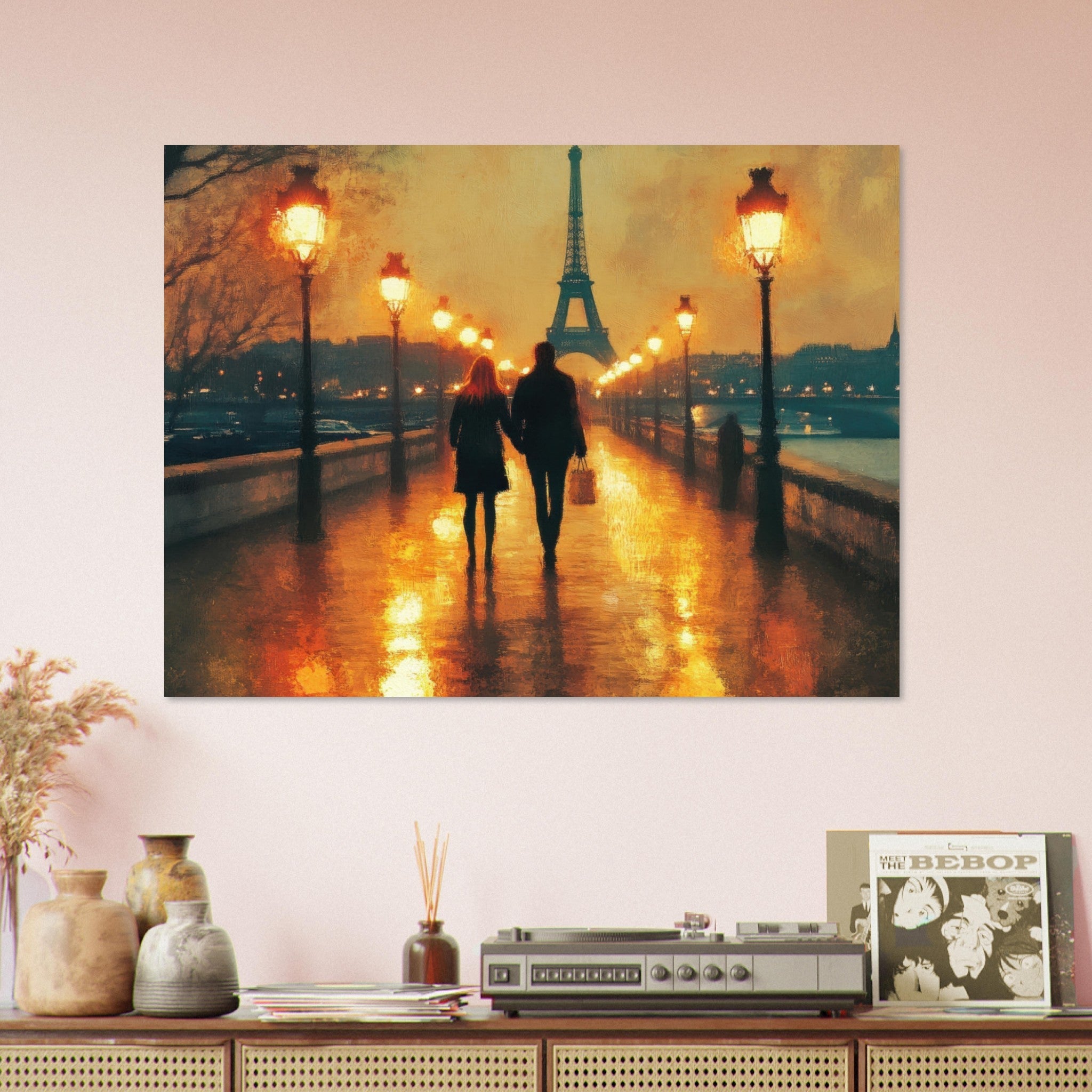Fine Art Poster Landscape - Evening Stroll Along the Seine A romantic river 4 - Shop Ai Art WebShop - Digital Art online Store
