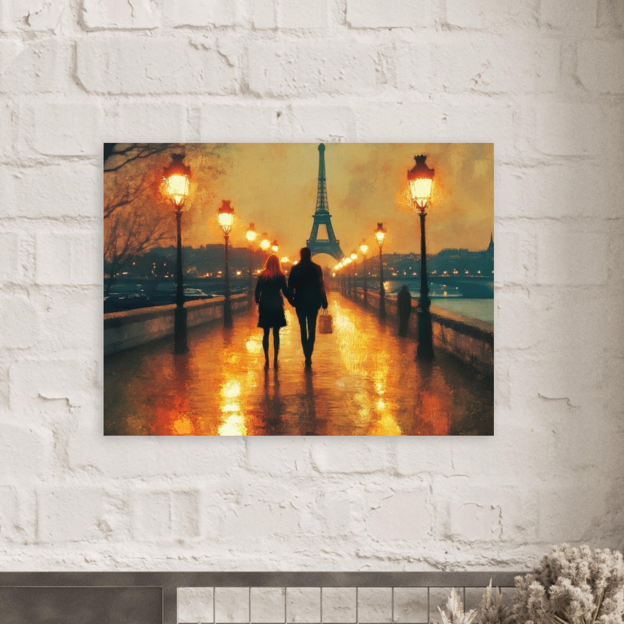Fine Art Poster Landscape - Evening Stroll Along the Seine A romantic river 4 - Shop Ai Art WebShop - Digital Art online Store