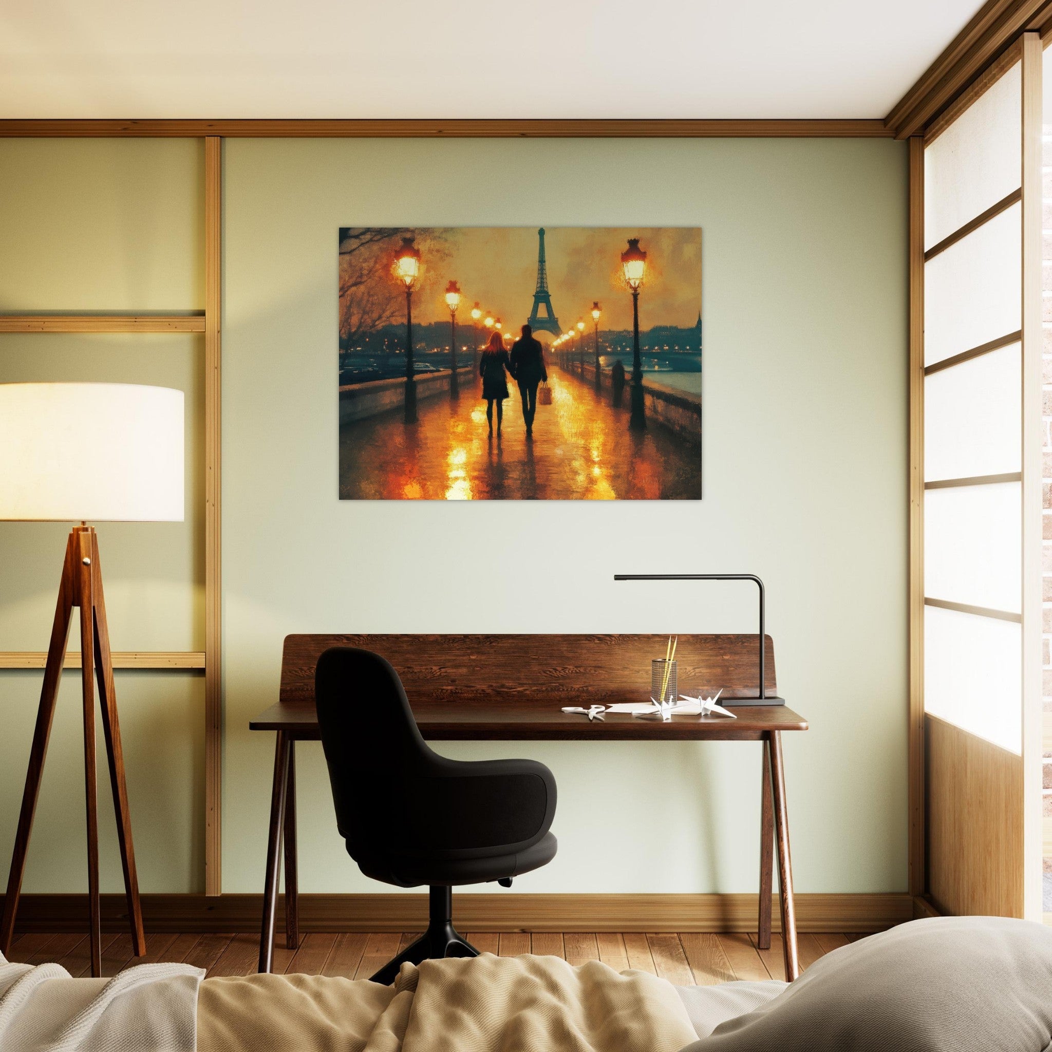 Fine Art Poster Landscape - Evening Stroll Along the Seine A romantic river 4 - Shop Ai Art WebShop - Digital Art online Store
