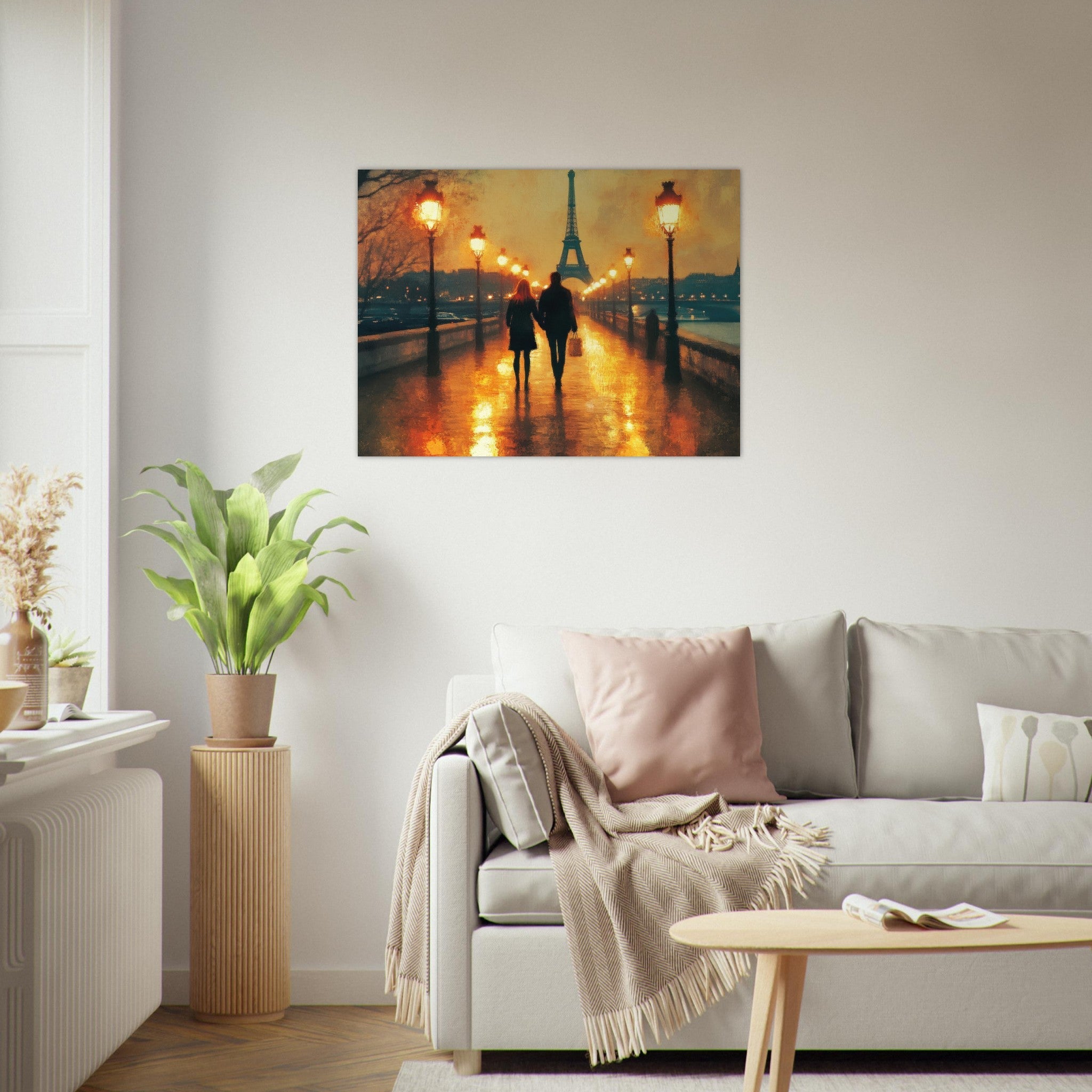 Fine Art Poster Landscape - Evening Stroll Along the Seine A romantic river 4 - Shop Ai Art WebShop - Digital Art online Store