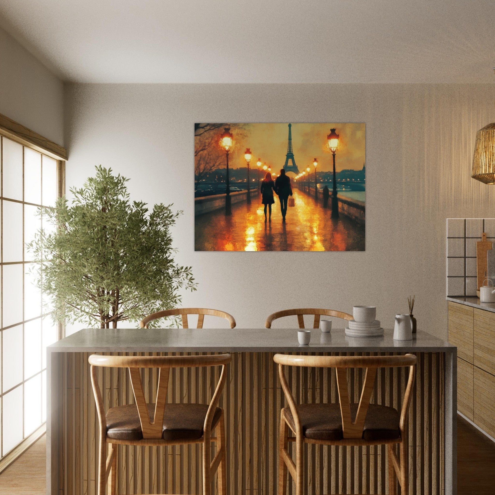Fine Art Poster Landscape - Evening Stroll Along the Seine A romantic river 4 - Shop Ai Art WebShop - Digital Art online Store