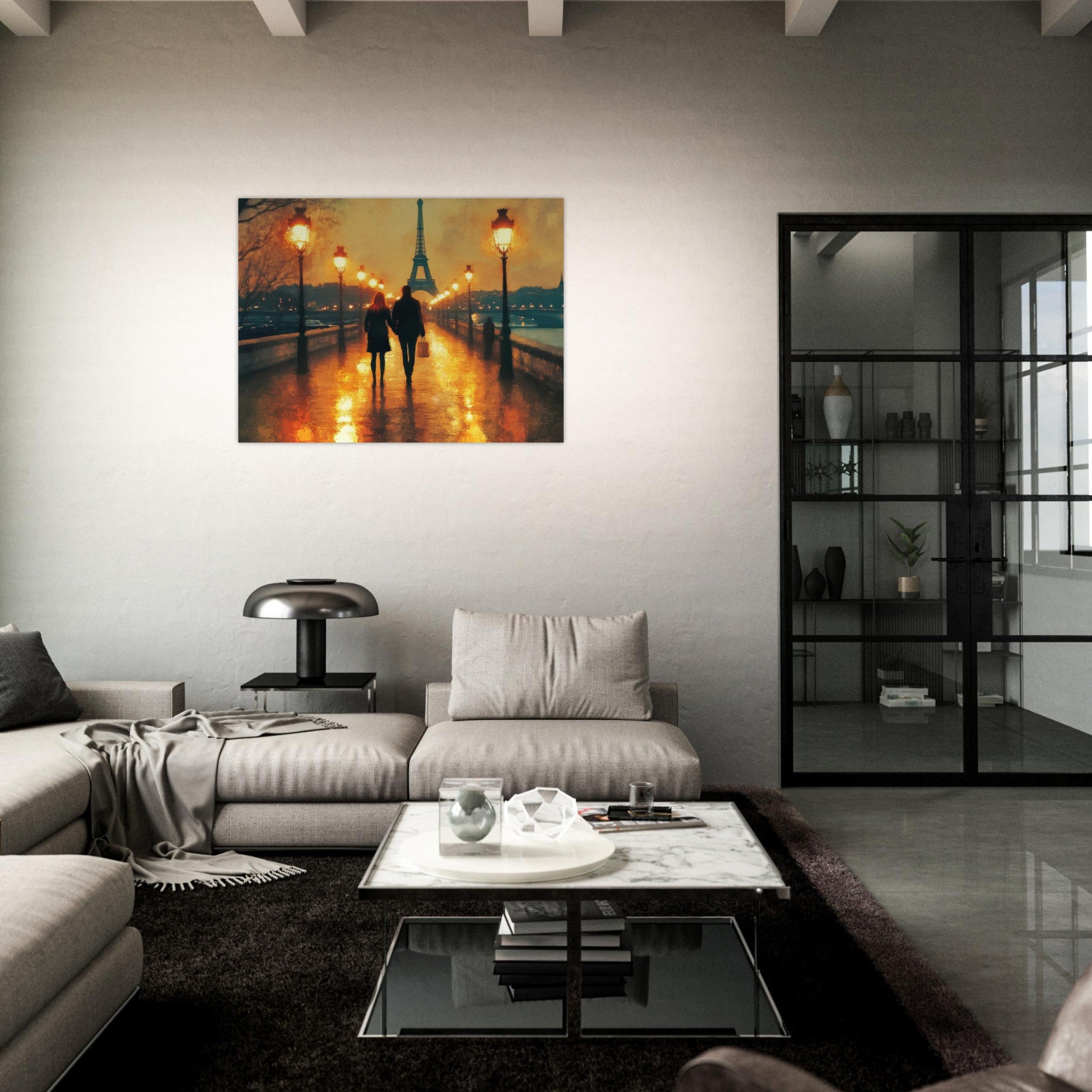 Fine Art Poster Landscape - Evening Stroll Along the Seine A romantic river 4 - Shop Ai Art WebShop - Digital Art online Store