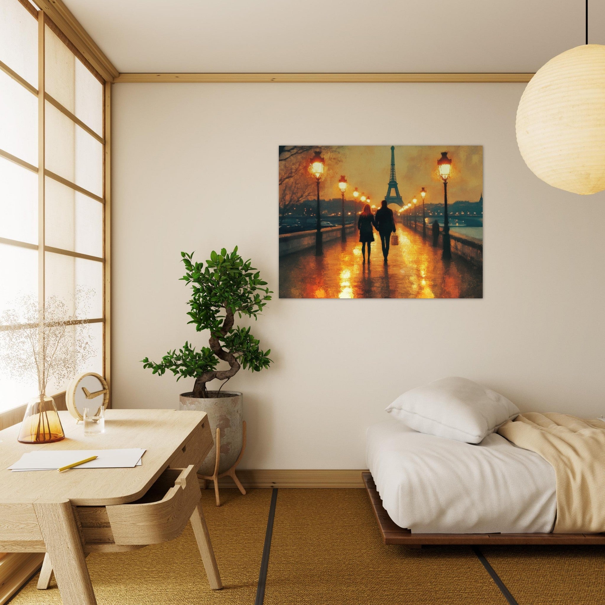 Fine Art Poster Landscape - Evening Stroll Along the Seine A romantic river 4 - Shop Ai Art WebShop - Digital Art online Store