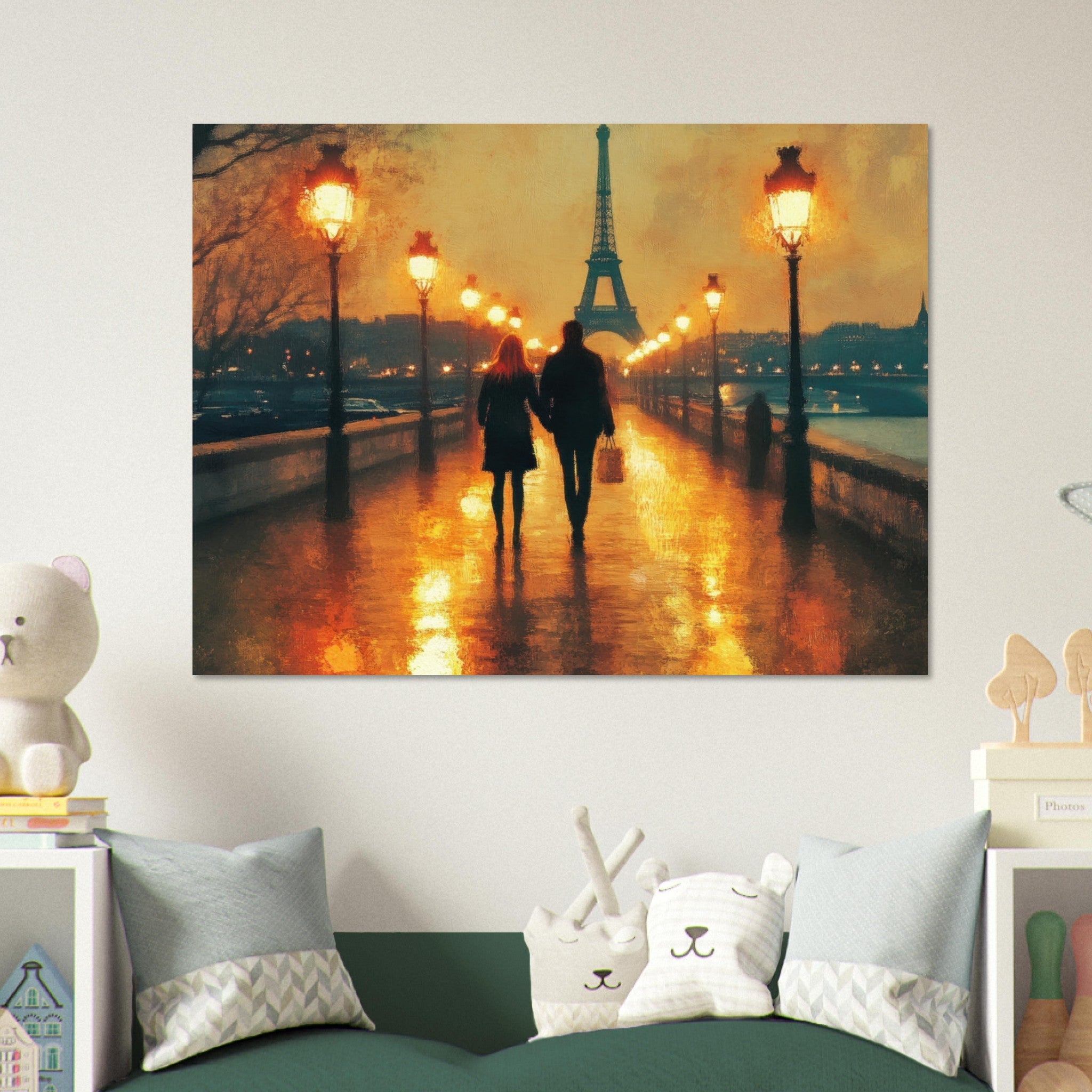 Fine Art Poster Landscape - Evening Stroll Along the Seine A romantic river 4 - Shop Ai Art WebShop - Digital Art online Store